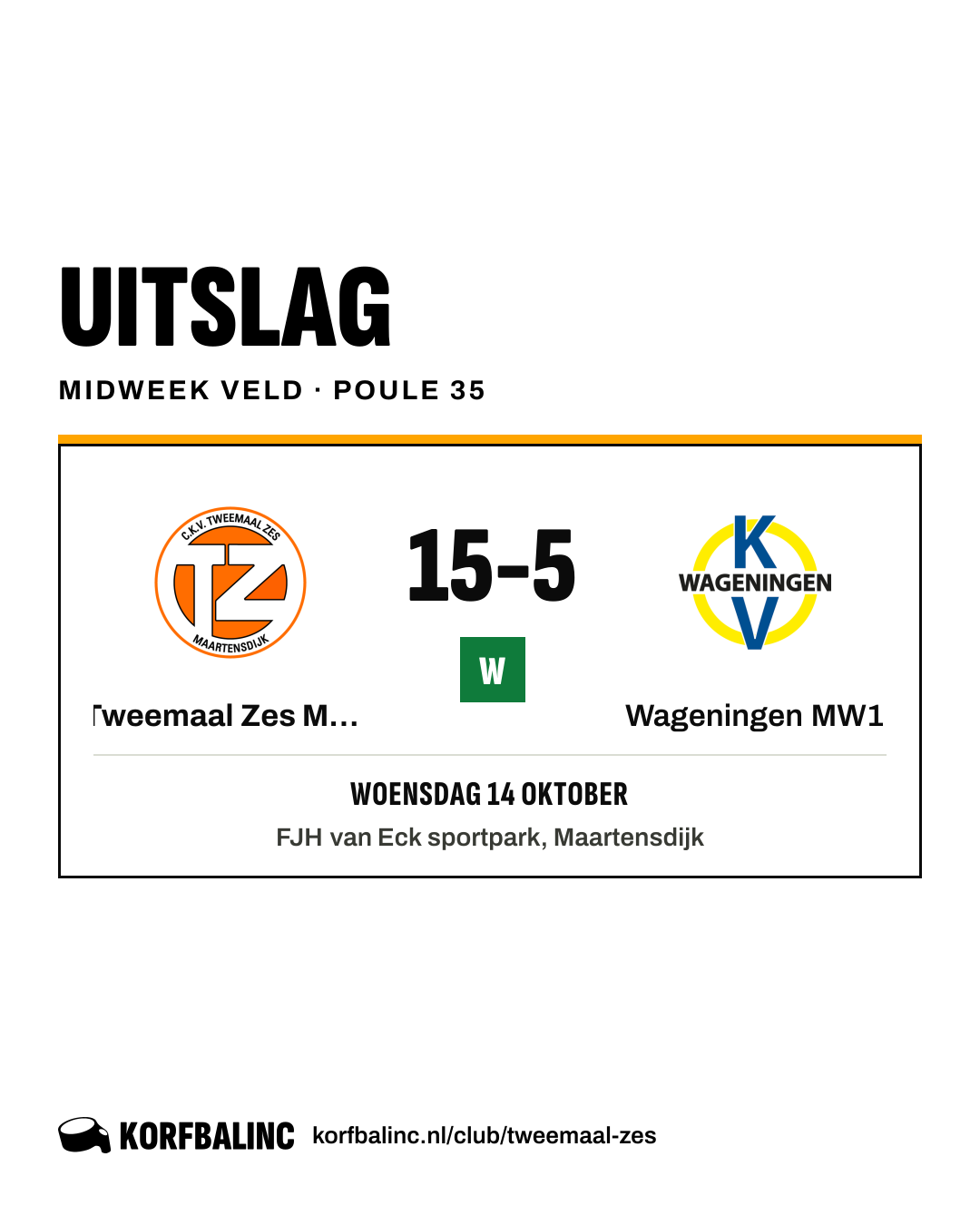 Tweemaal Zes MW1 - Wageningen MW1