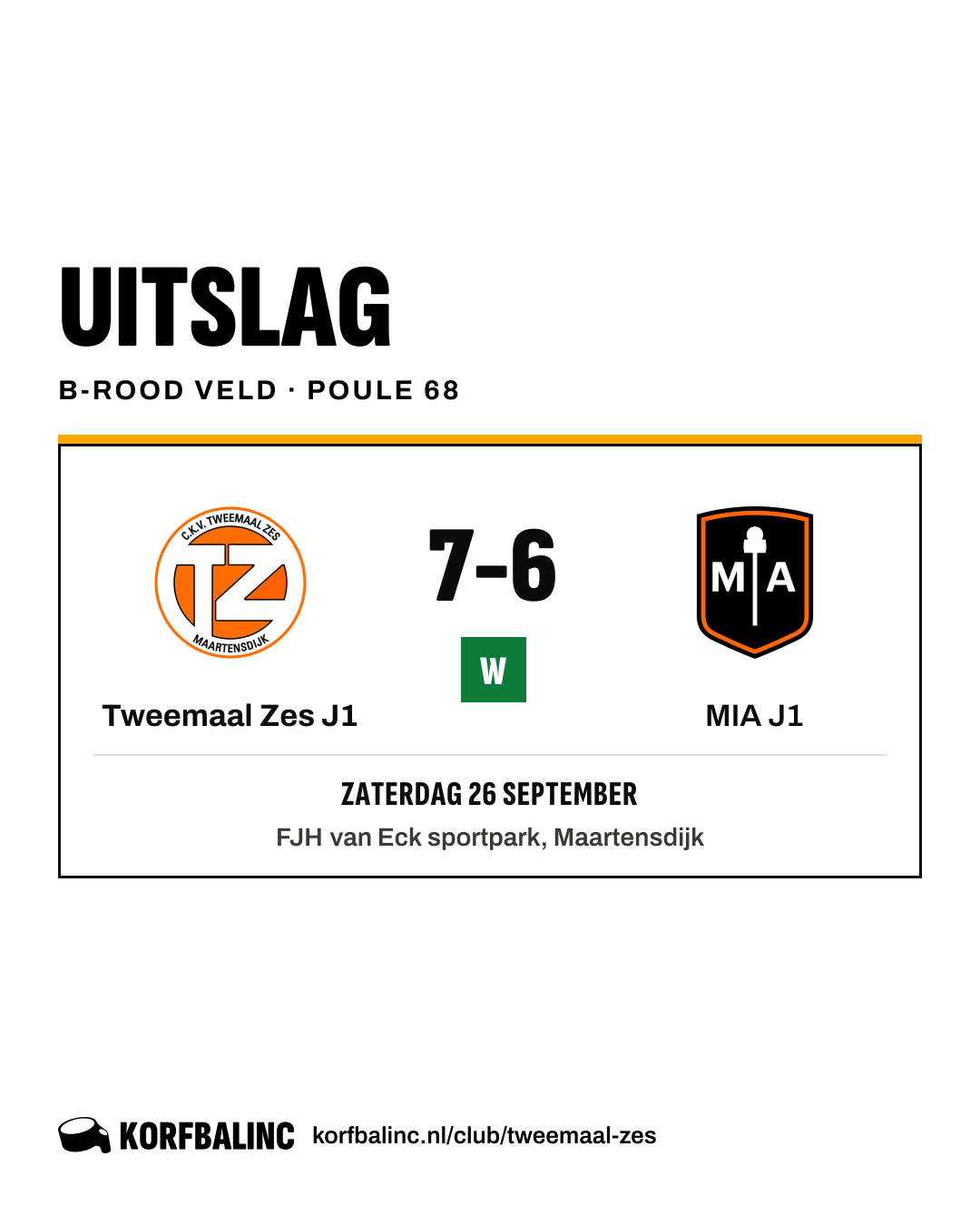 Tweemaal Zes J1 - MIA J1