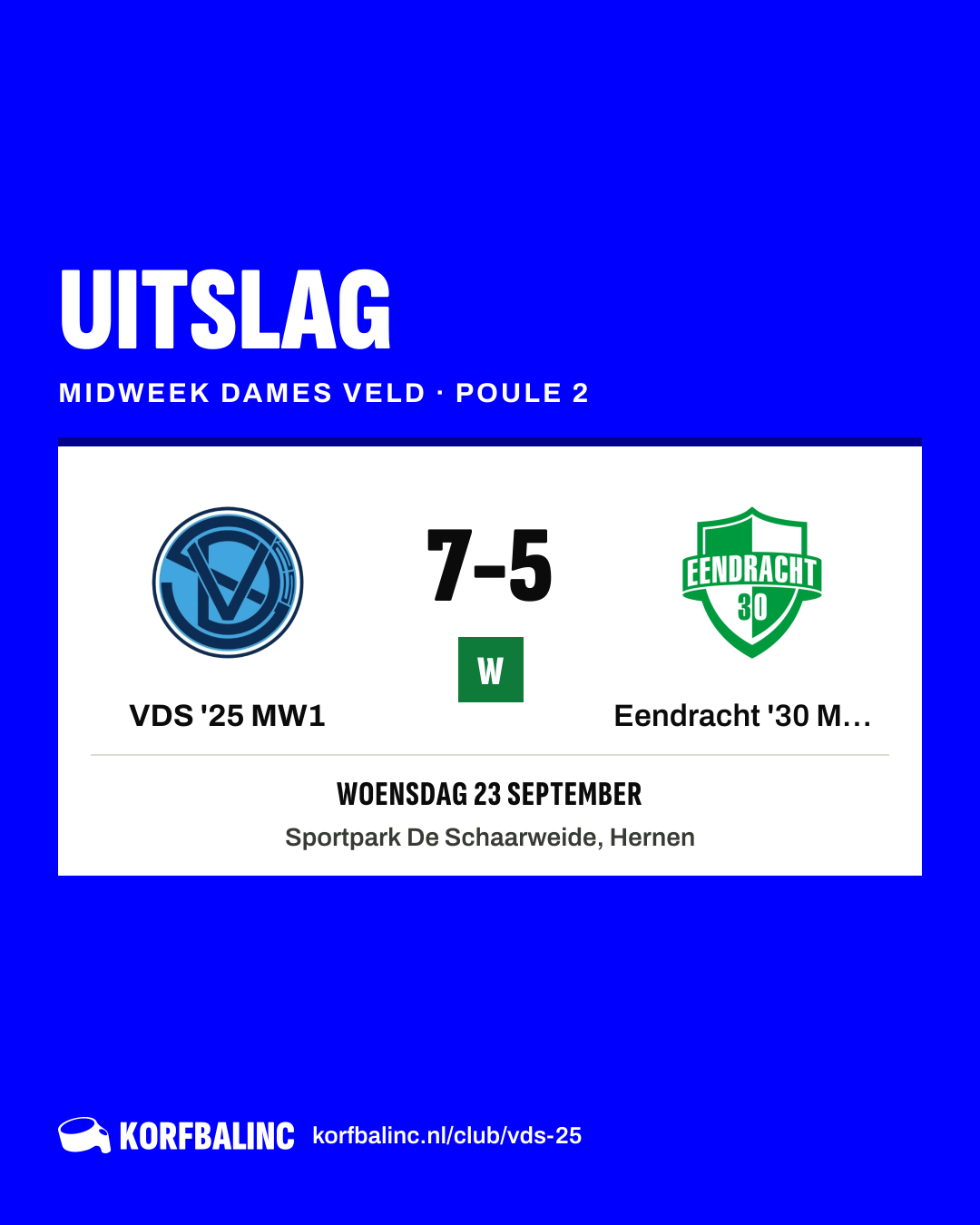 VDS '25 MW1 - Eendracht '30 MW1
