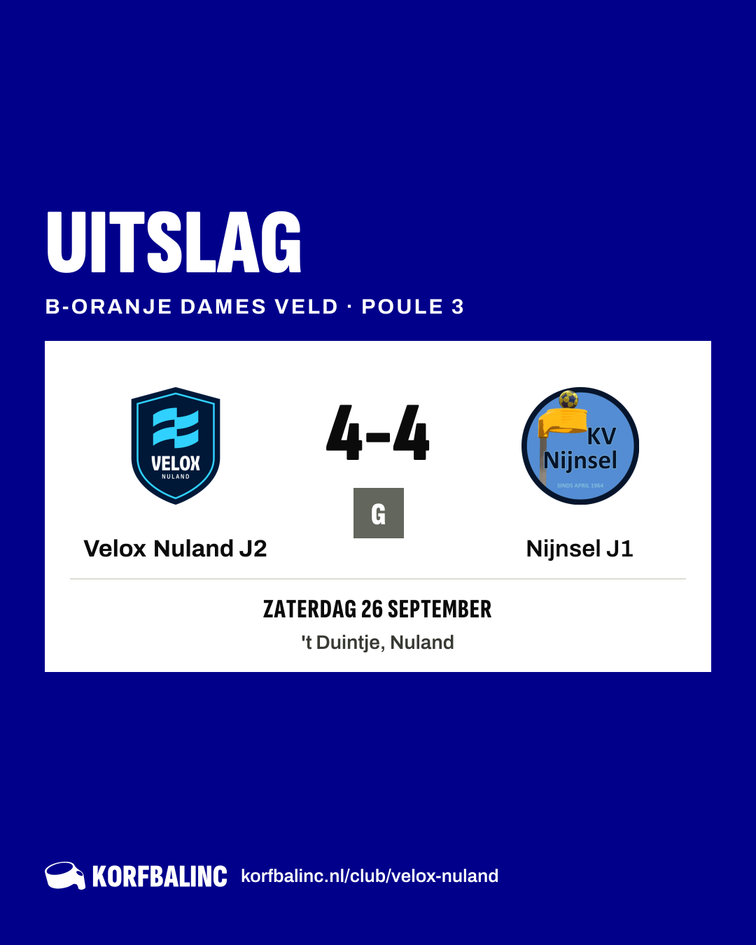 Velox Nuland J2 - Nijnsel J1
