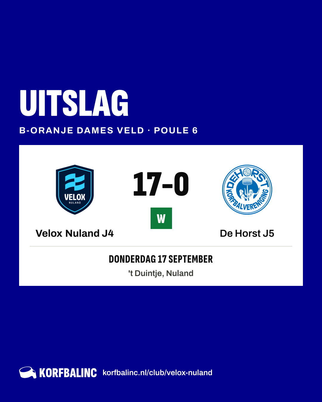 Velox Nuland J4 - De Horst J5