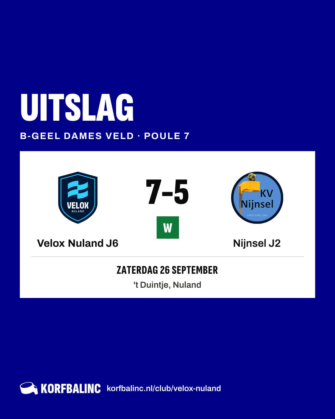 Velox Nuland J6 - Nijnsel J2
