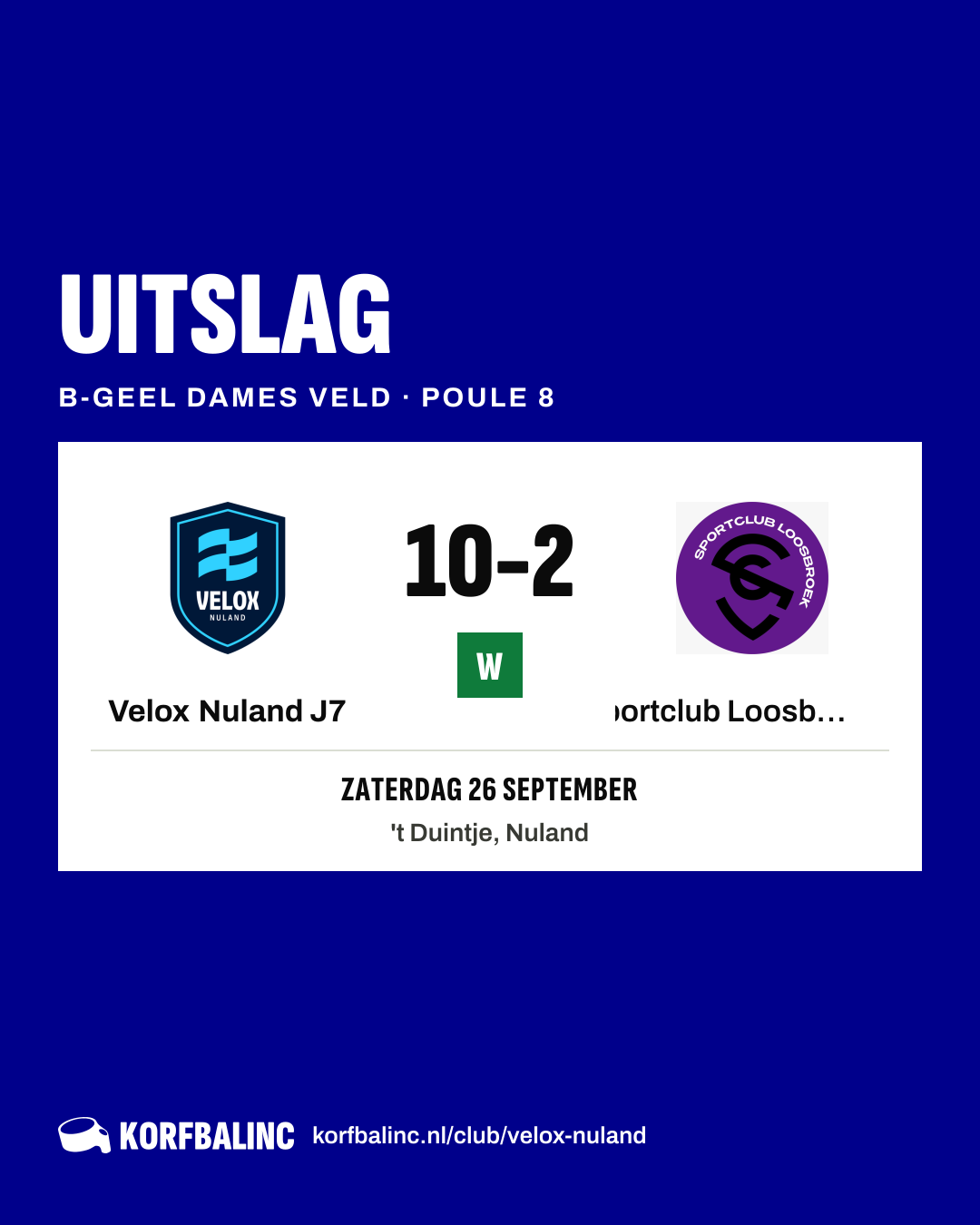 Velox Nuland J7 - Sportclub Loosbroek J5