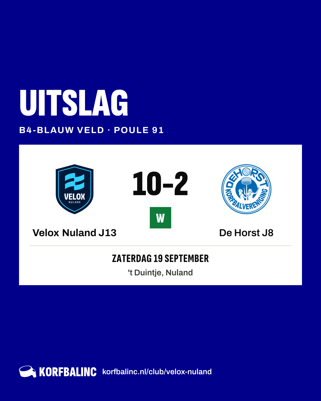 Velox Nuland J13 - De Horst J8