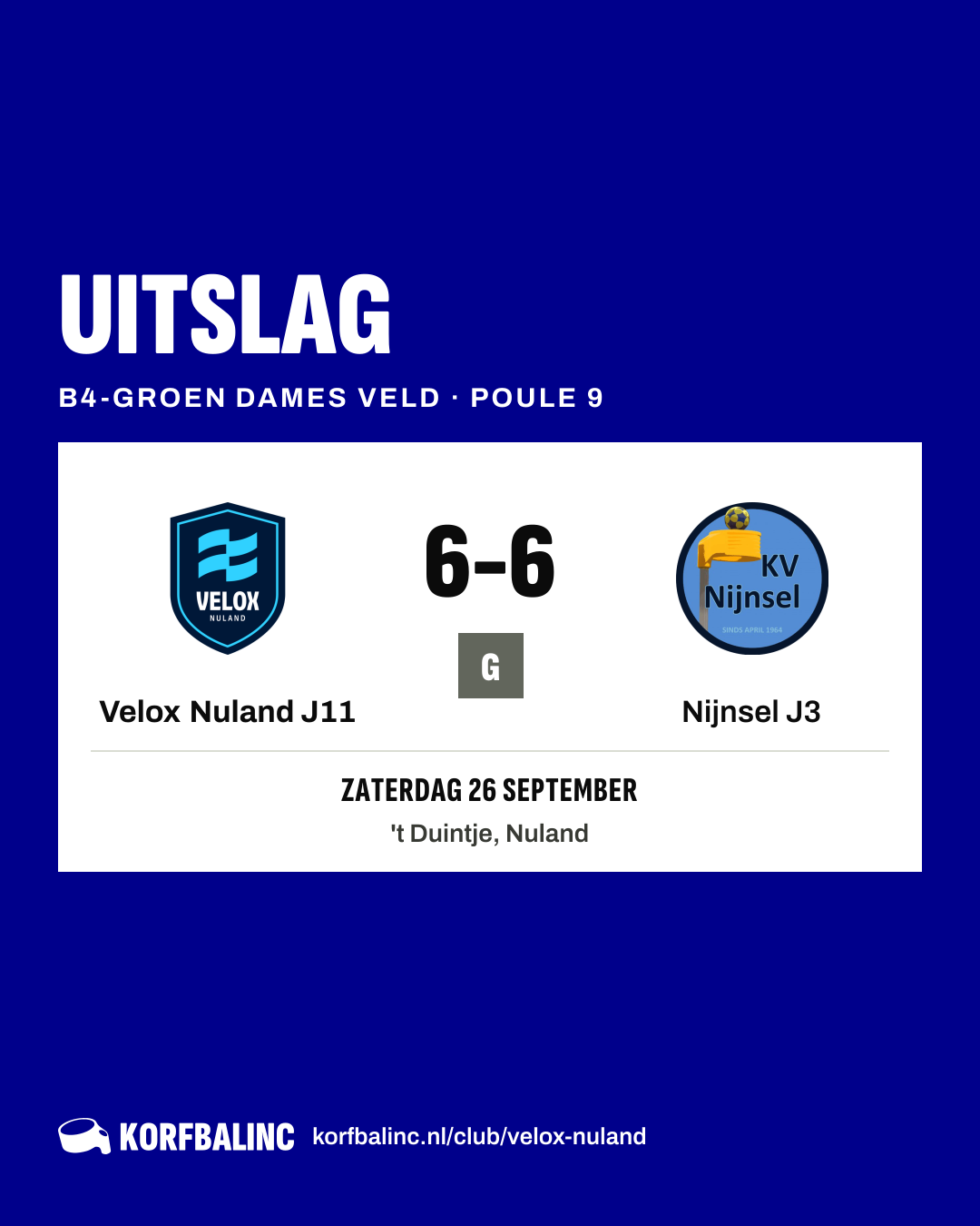 Velox Nuland J11 - Nijnsel J3