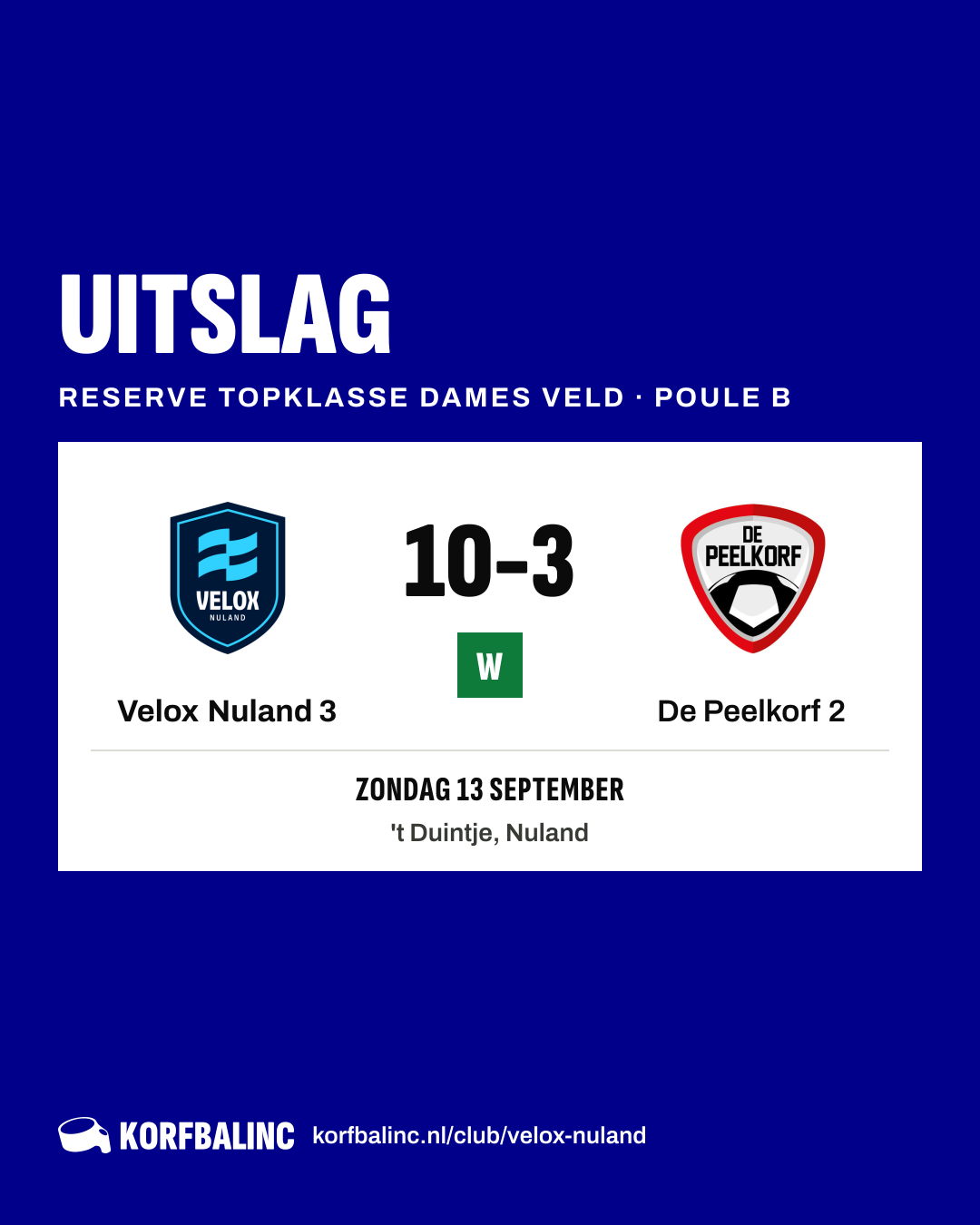 Velox Nuland 3 - De Peelkorf 2