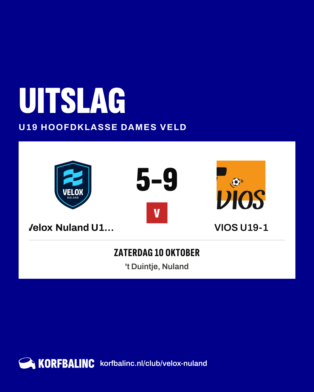 Velox Nuland U19-1 - VIOS U19-1