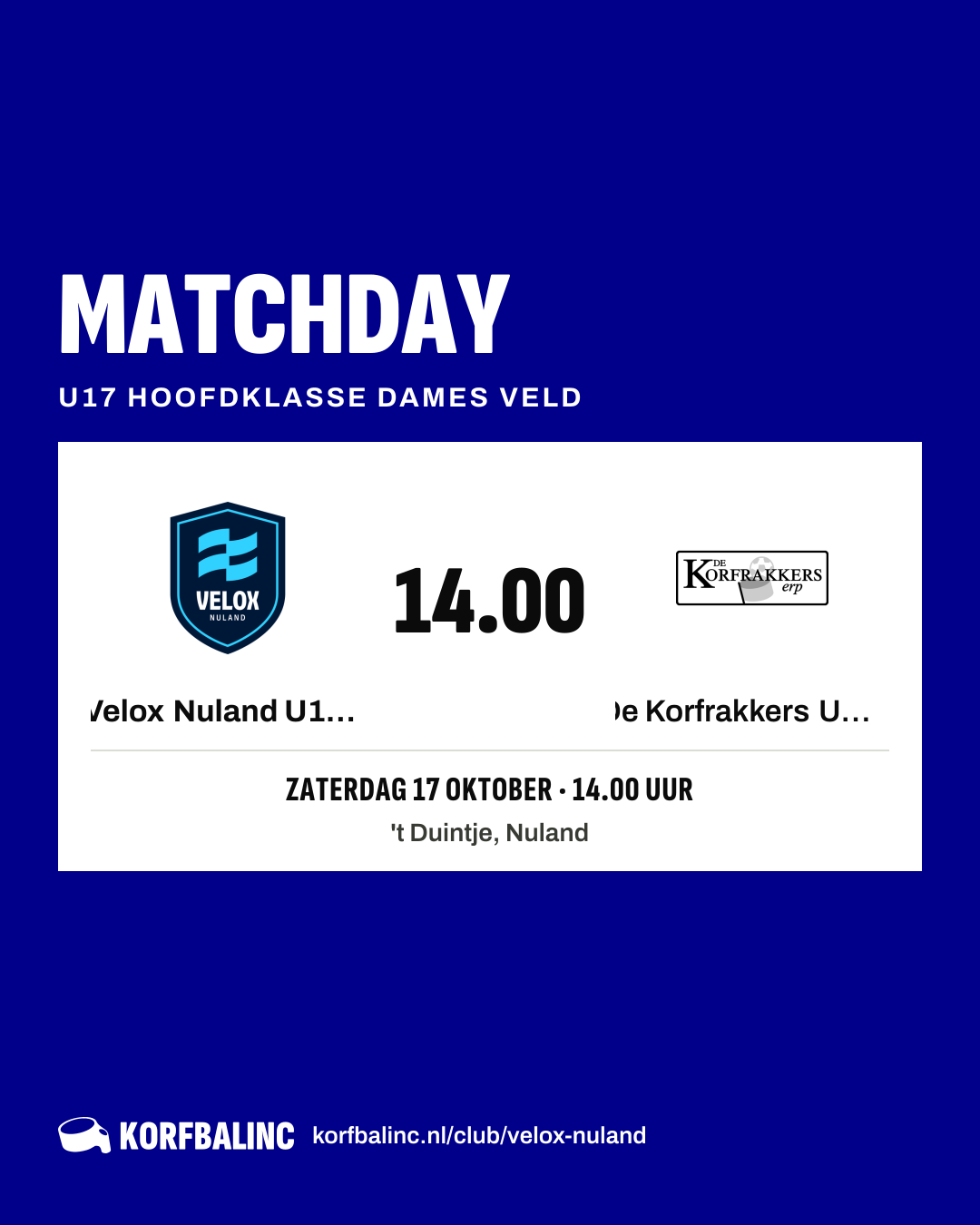 Velox Nuland U17-1 - De Korfrakkers U17-1