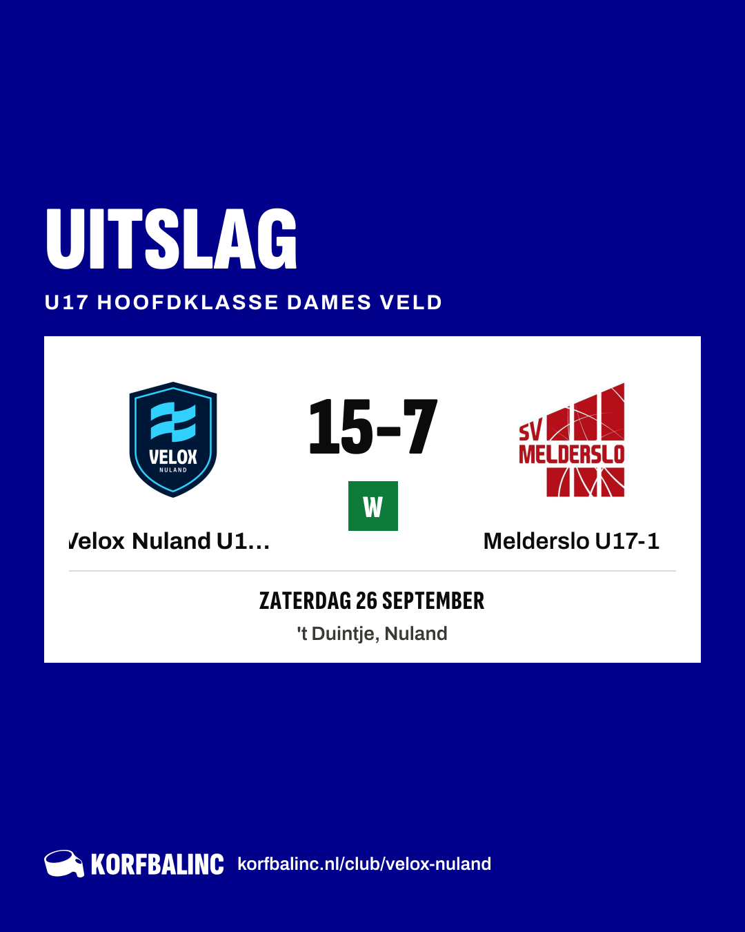 Velox Nuland U17-1 - Melderslo U17-1