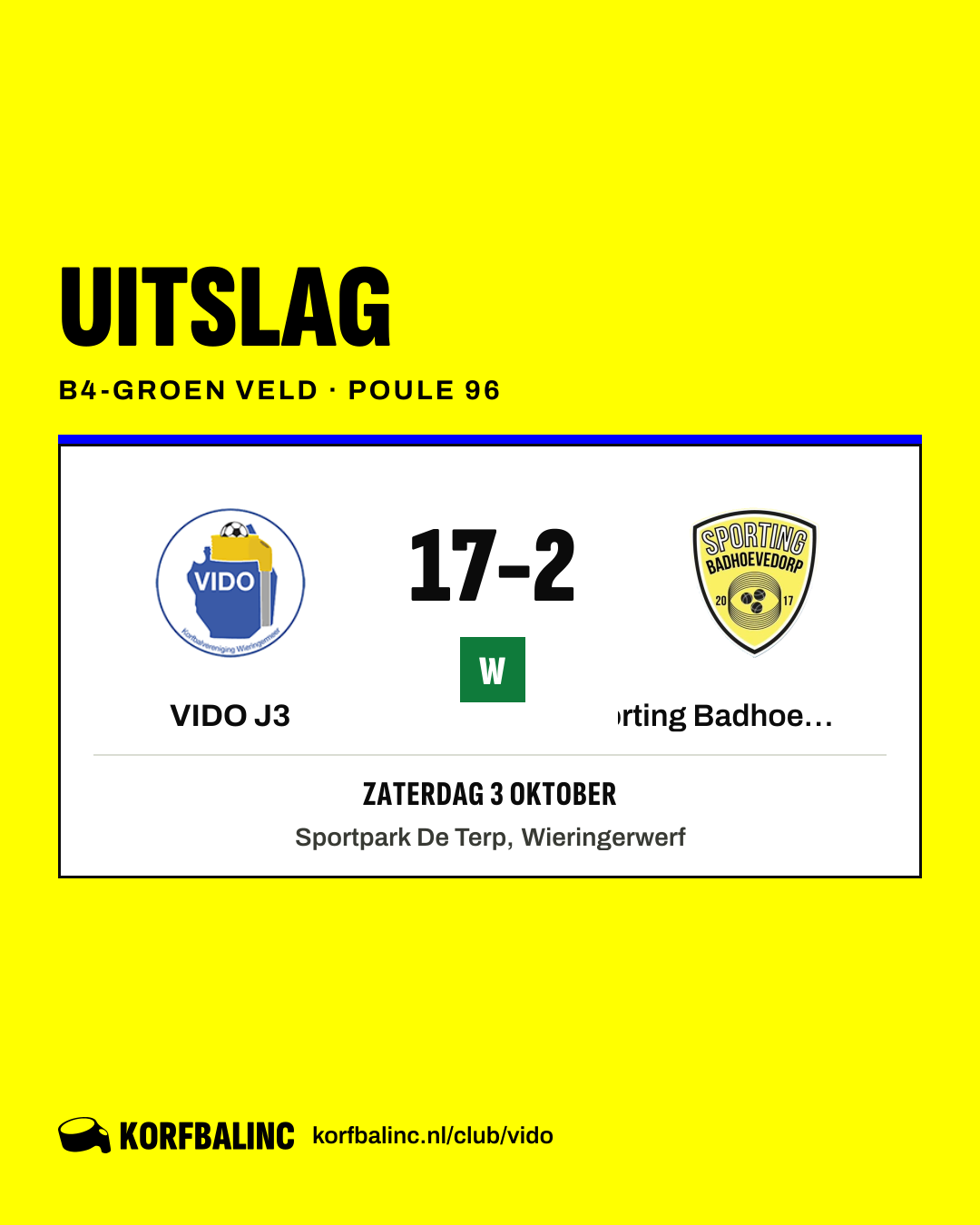 VIDO J3 - Sporting Badhoevedorp J6