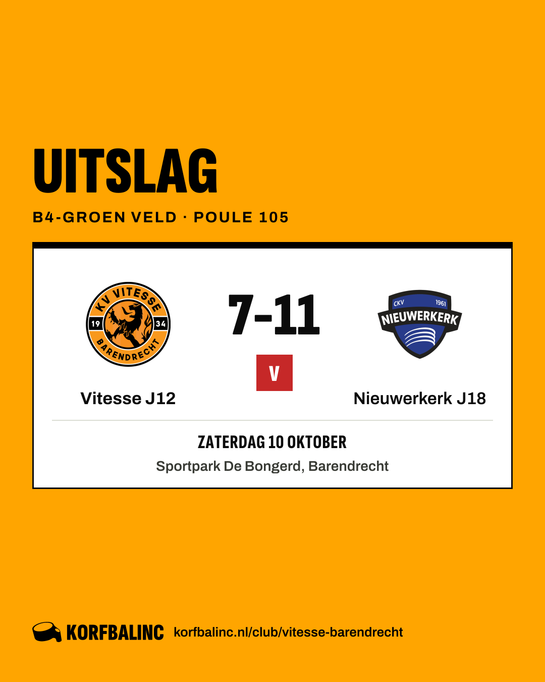Vitesse J12 - Nieuwerkerk J18