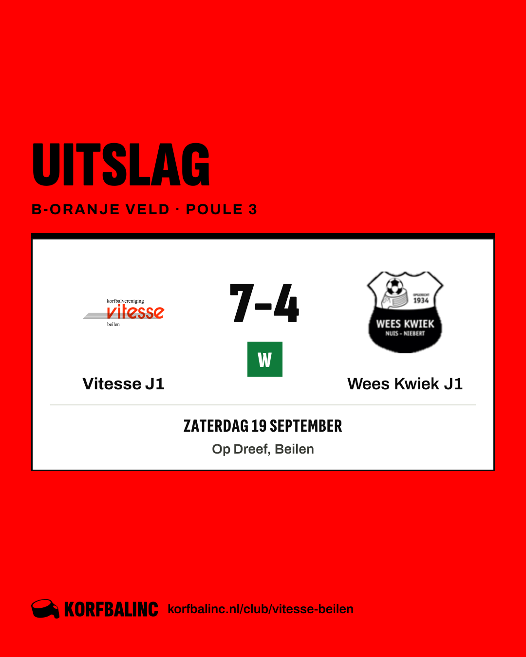 Vitesse J1 - Wees Kwiek J1