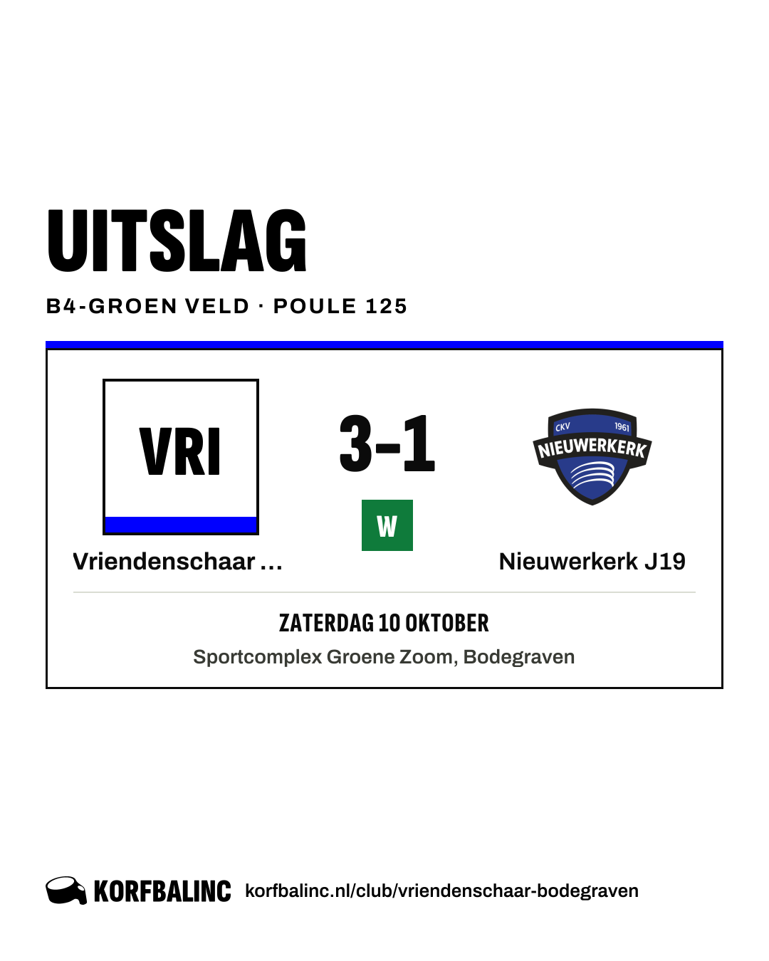 Vriendenschaar J8 - Nieuwerkerk J19