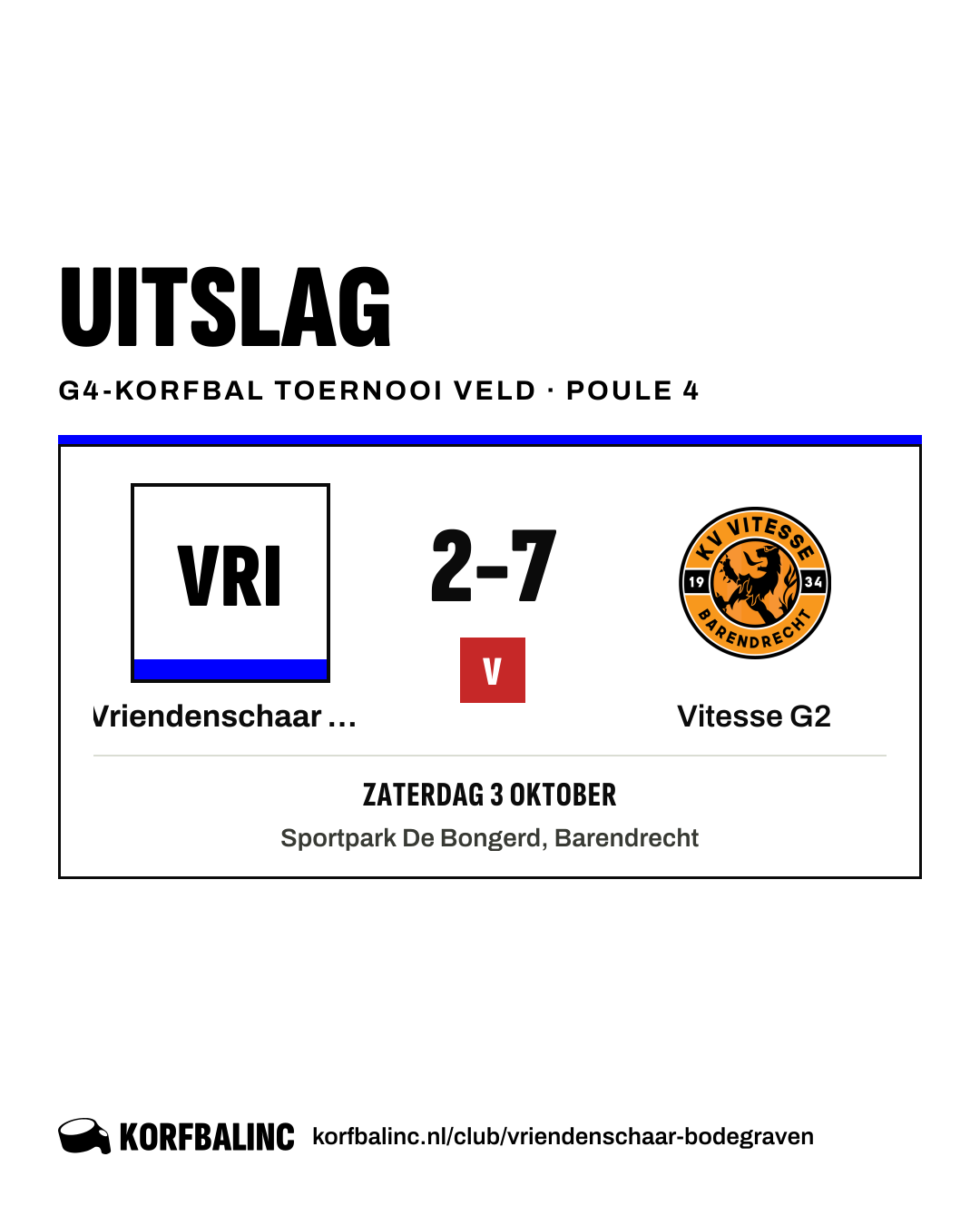 Vriendenschaar G1 - Vitesse G2