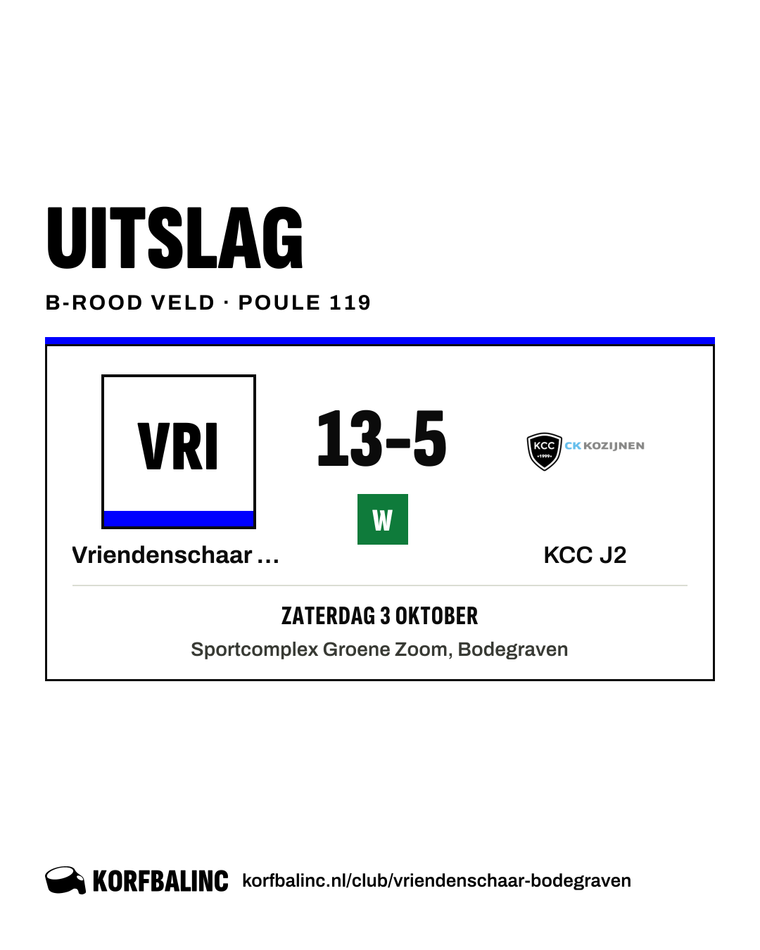 Vriendenschaar J1 - KCC J2