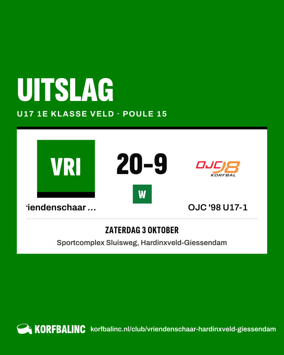 Vriendenschaar U17-1 - OJC '98 U17-1