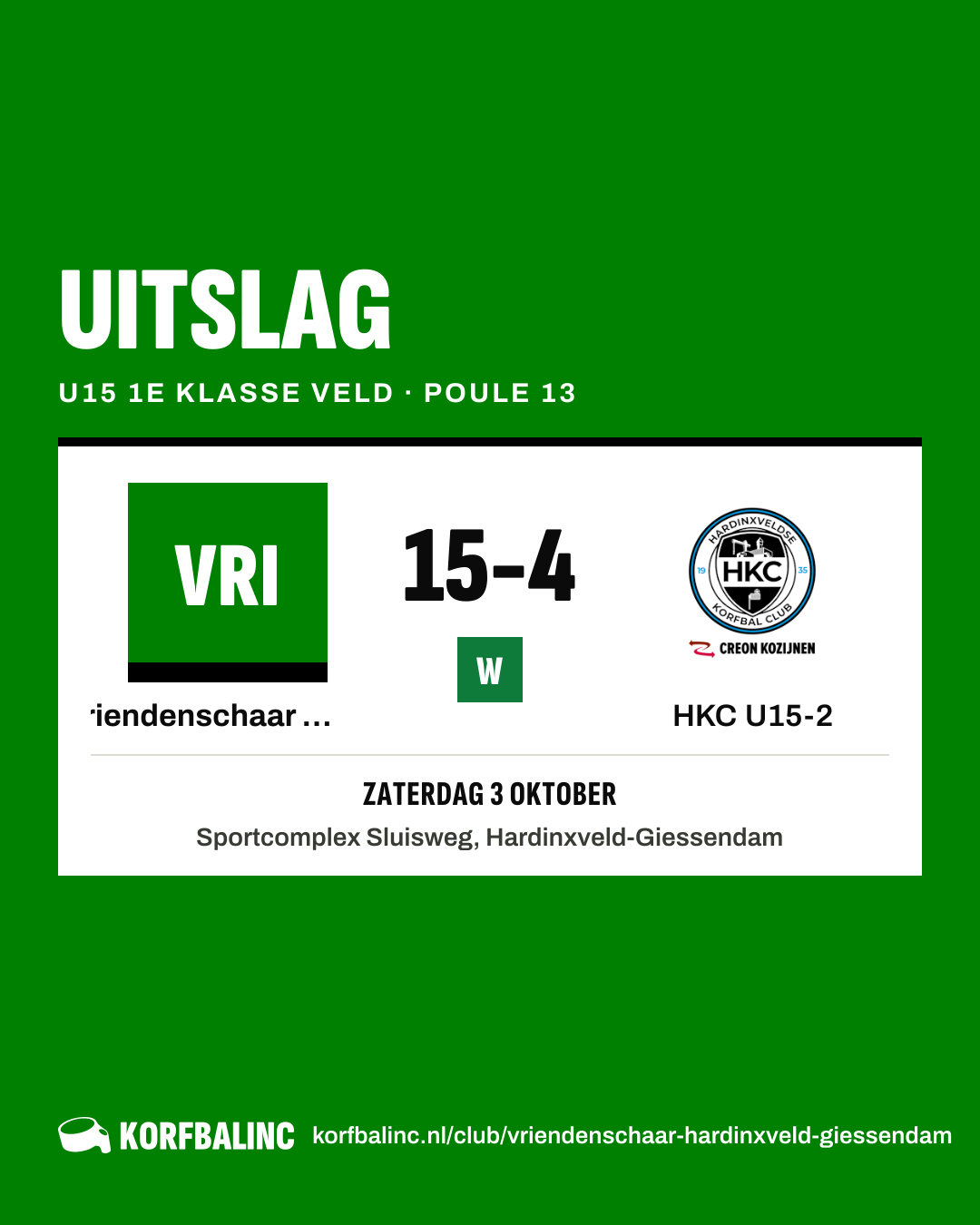 Vriendenschaar U15-1 - HKC U15-2