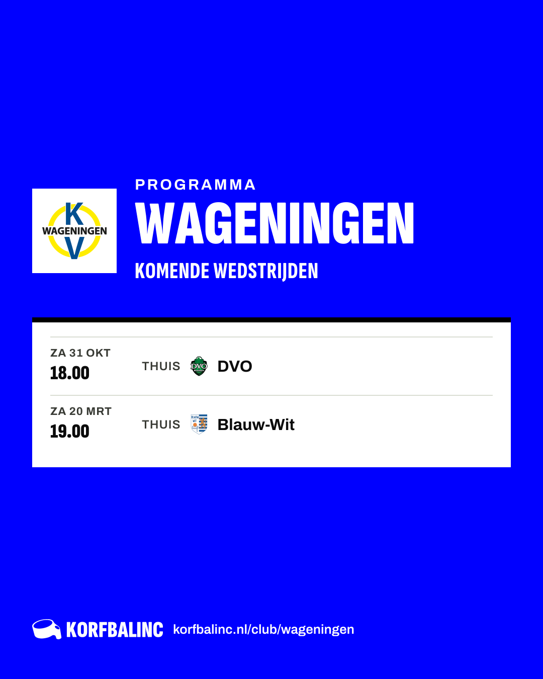 Fixtures Wageningen