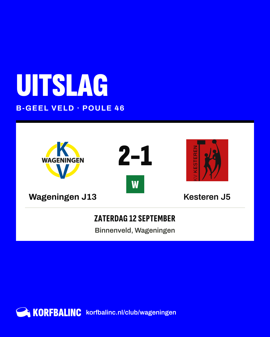 Wageningen J13 - Kesteren J5