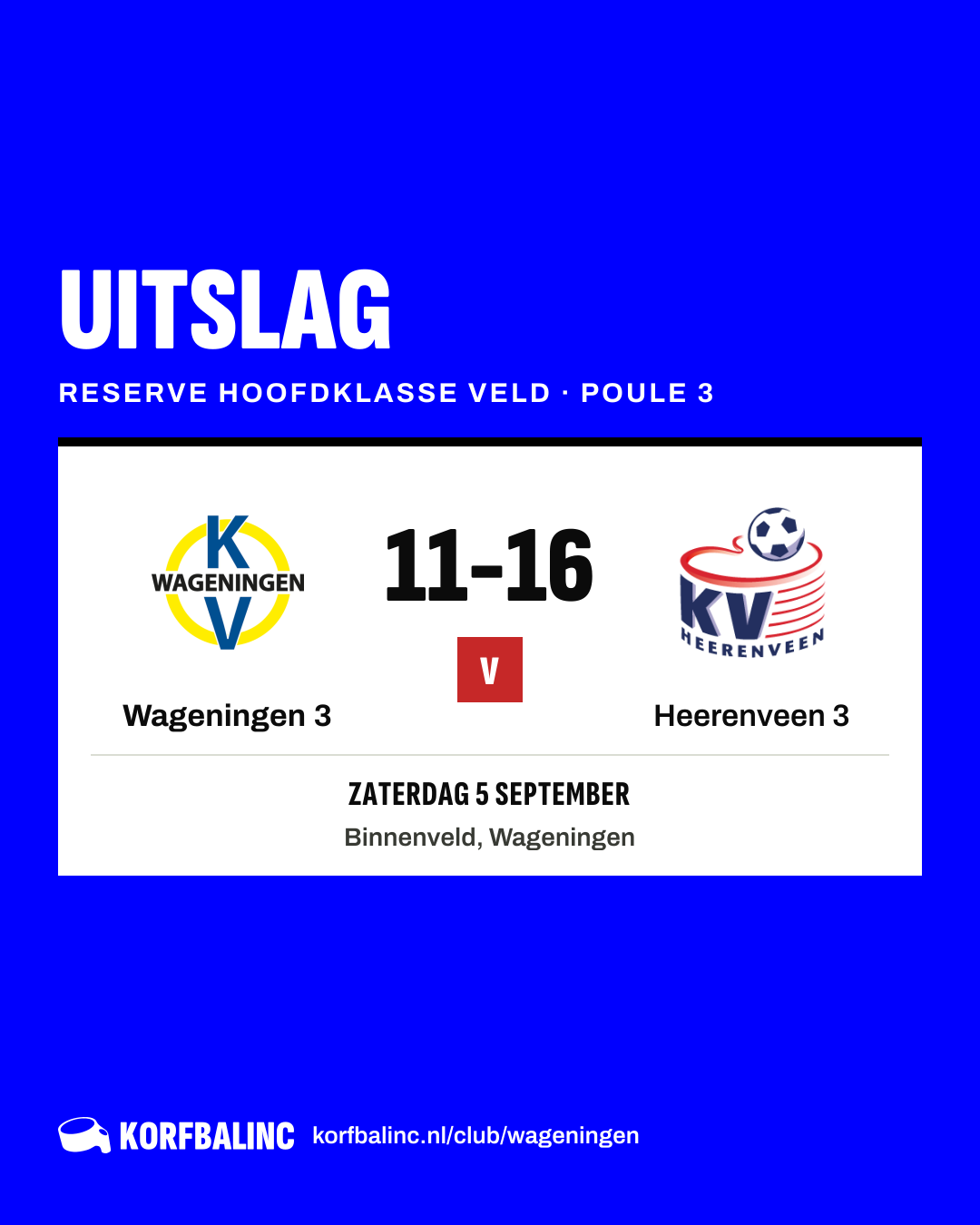 Wageningen 3 - Heerenveen 3