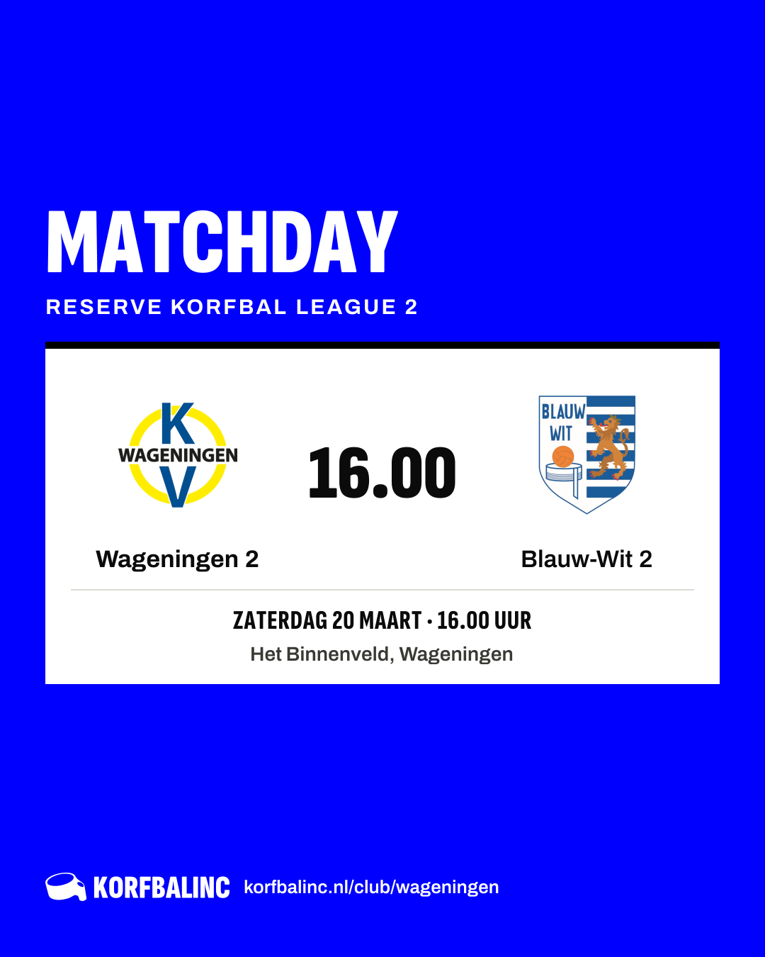 Wageningen 2 - Blauw-Wit 2