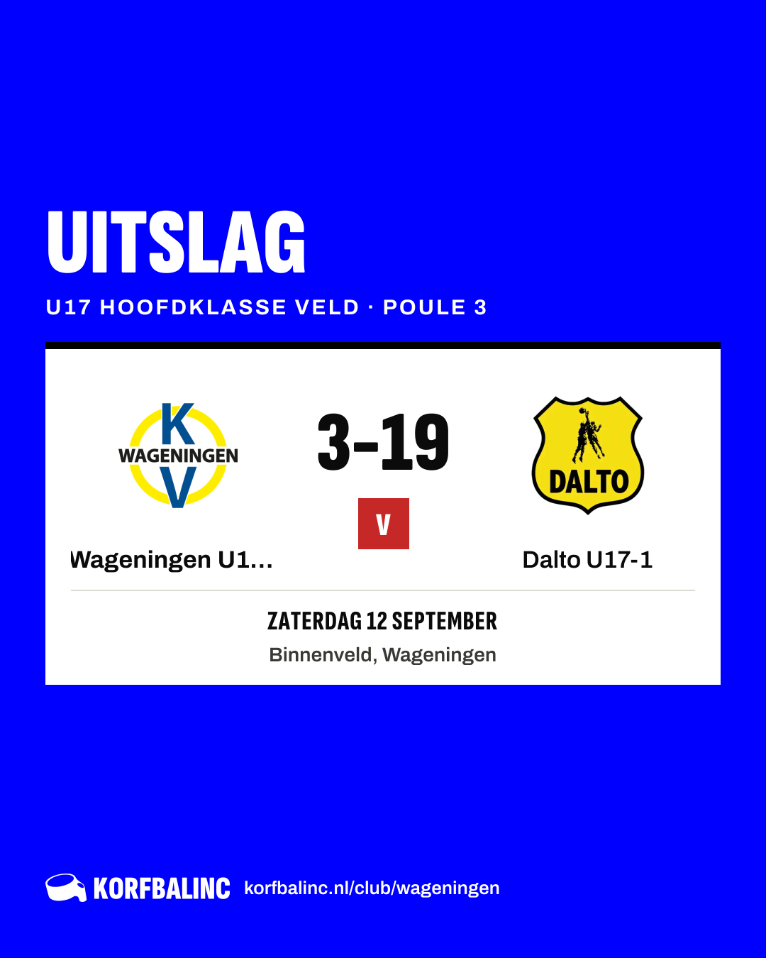 Wageningen U17-1 - Dalto U17-1