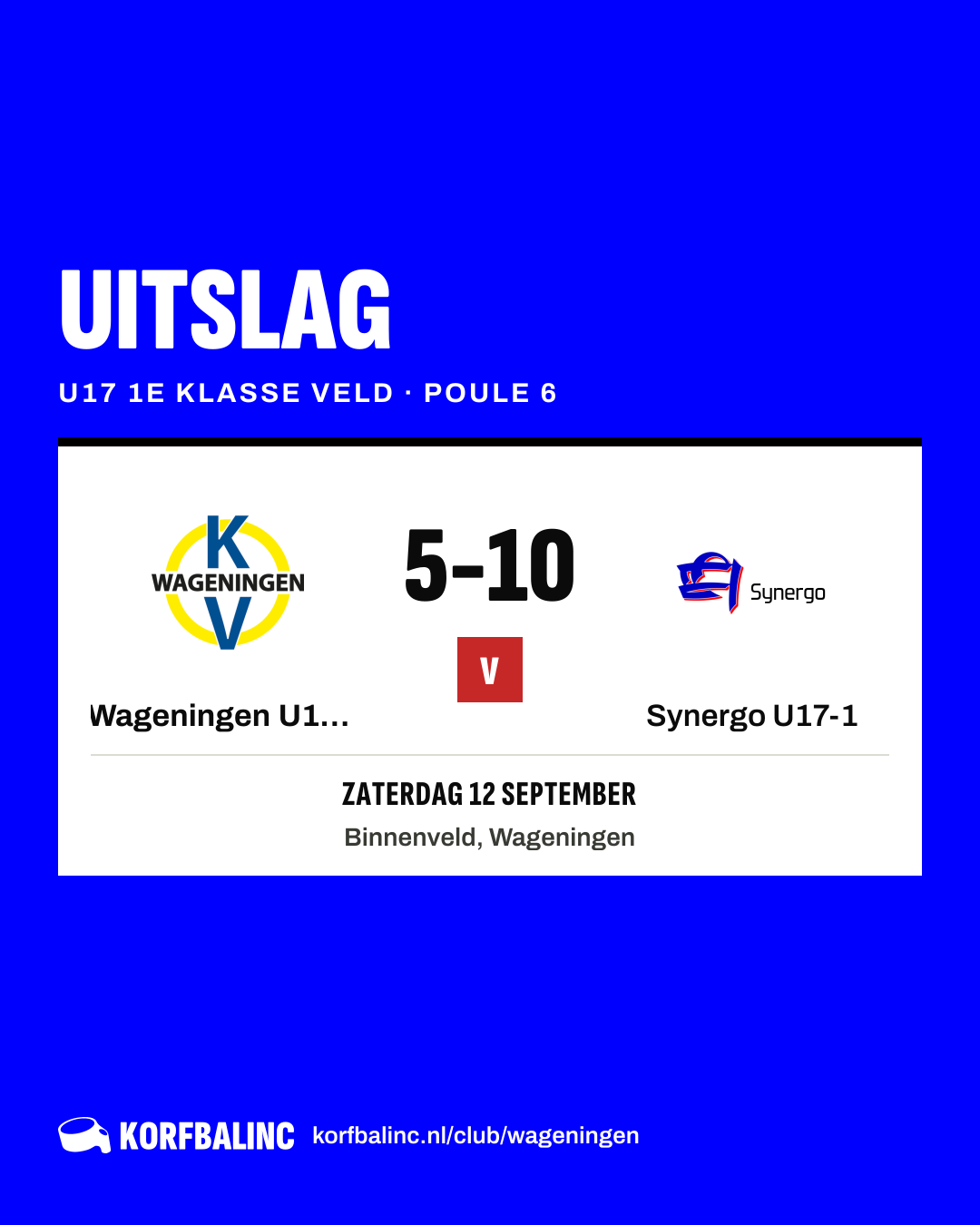 Wageningen U17-3 - Synergo U17-1