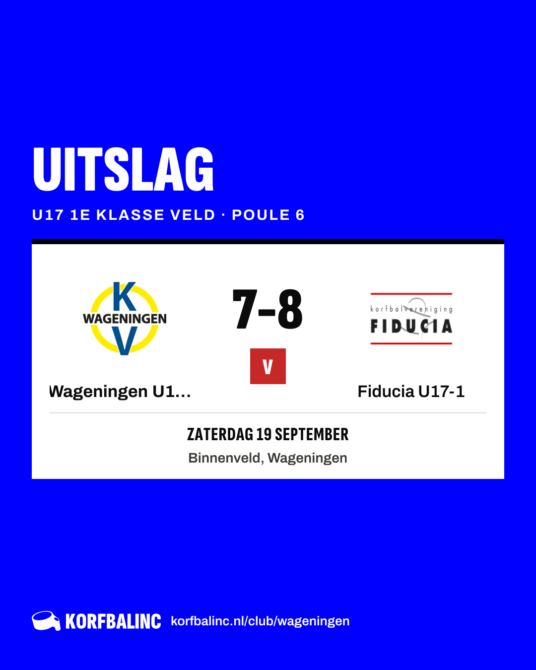 Wageningen U17-3 - Fiducia U17-1
