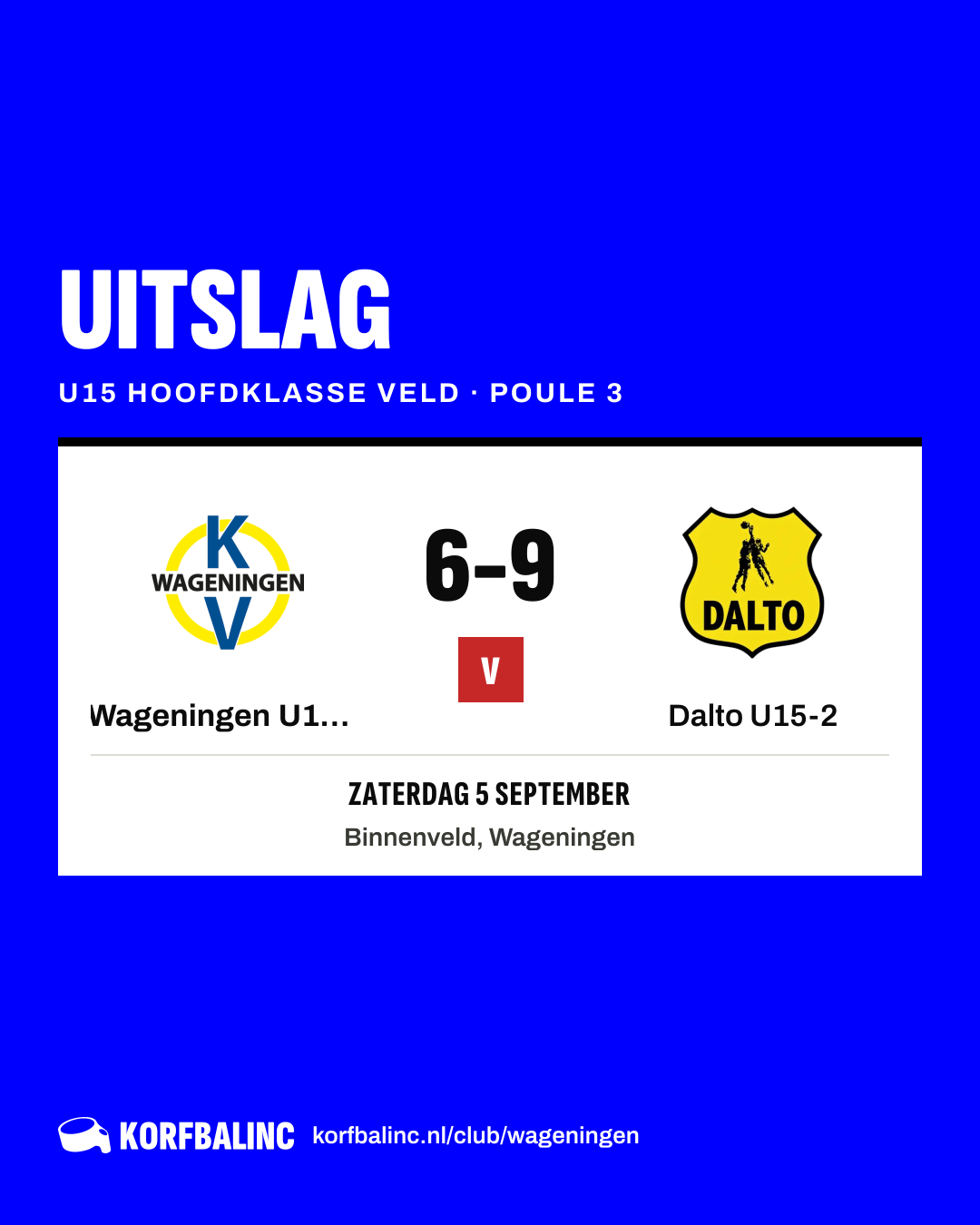 Wageningen U15-1 - Dalto U15-2