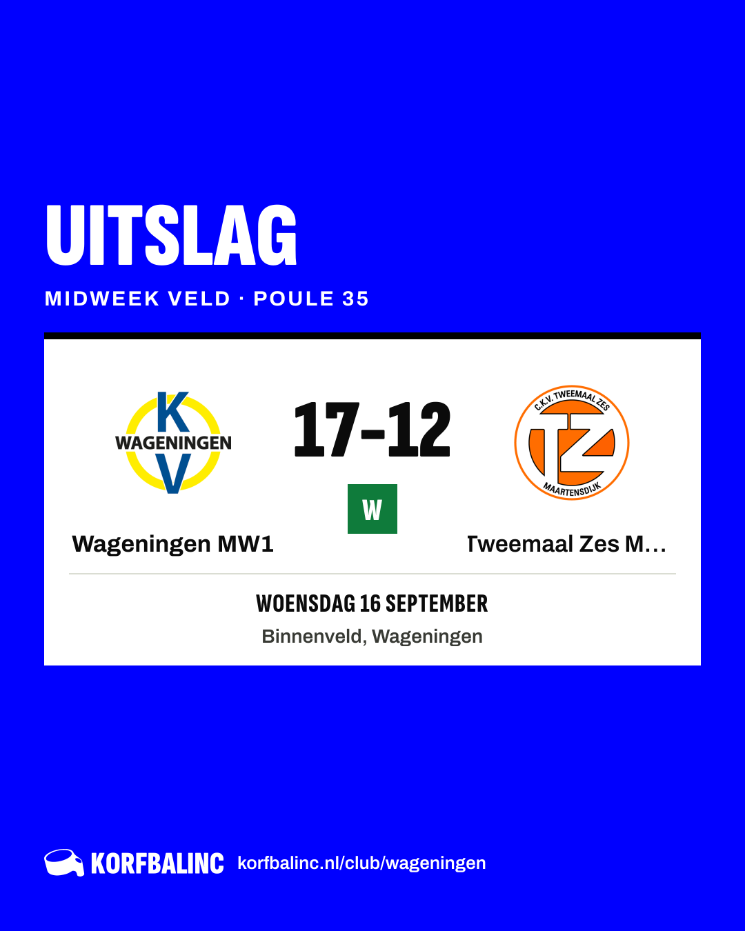 Wageningen MW1 - Tweemaal Zes MW1
