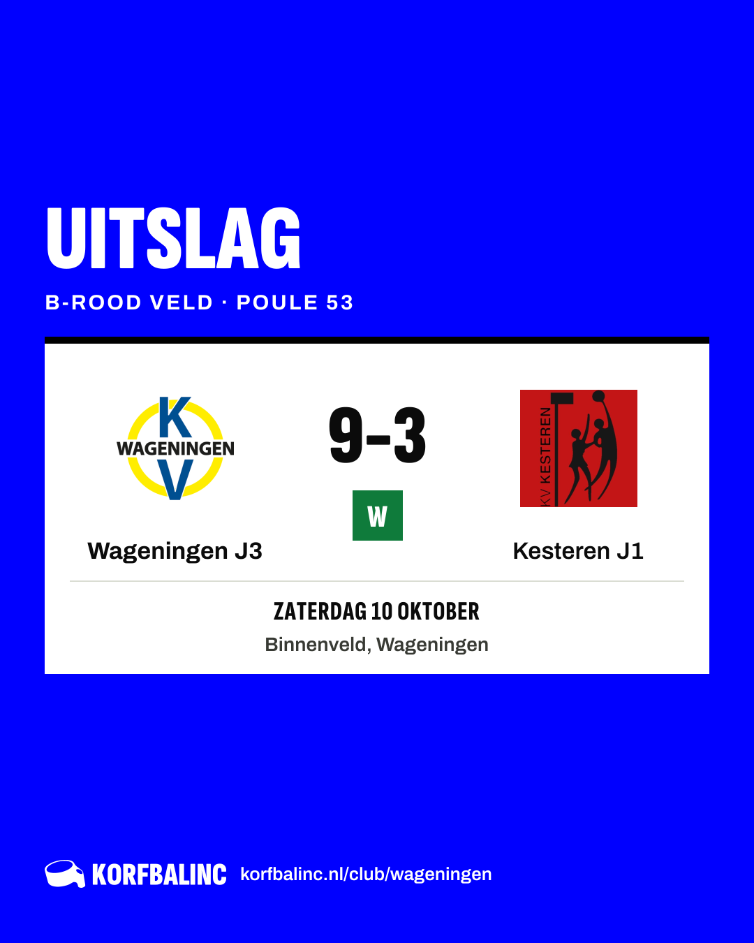Wageningen J3 - Kesteren J1
