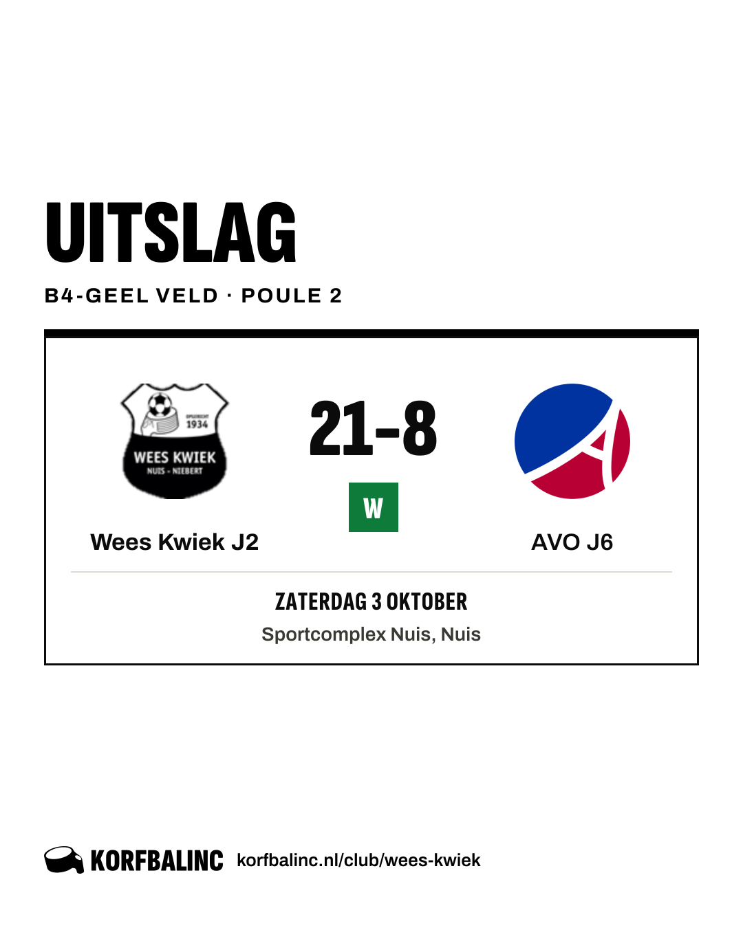 Wees Kwiek J2 - AVO J6