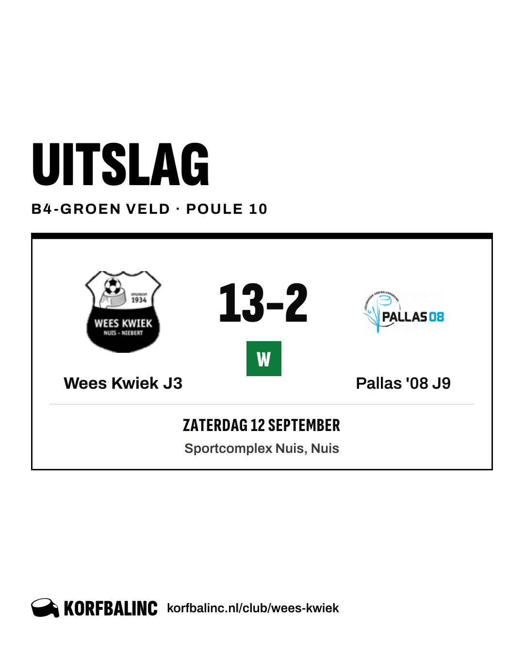 Wees Kwiek J3 - Pallas '08 J9
