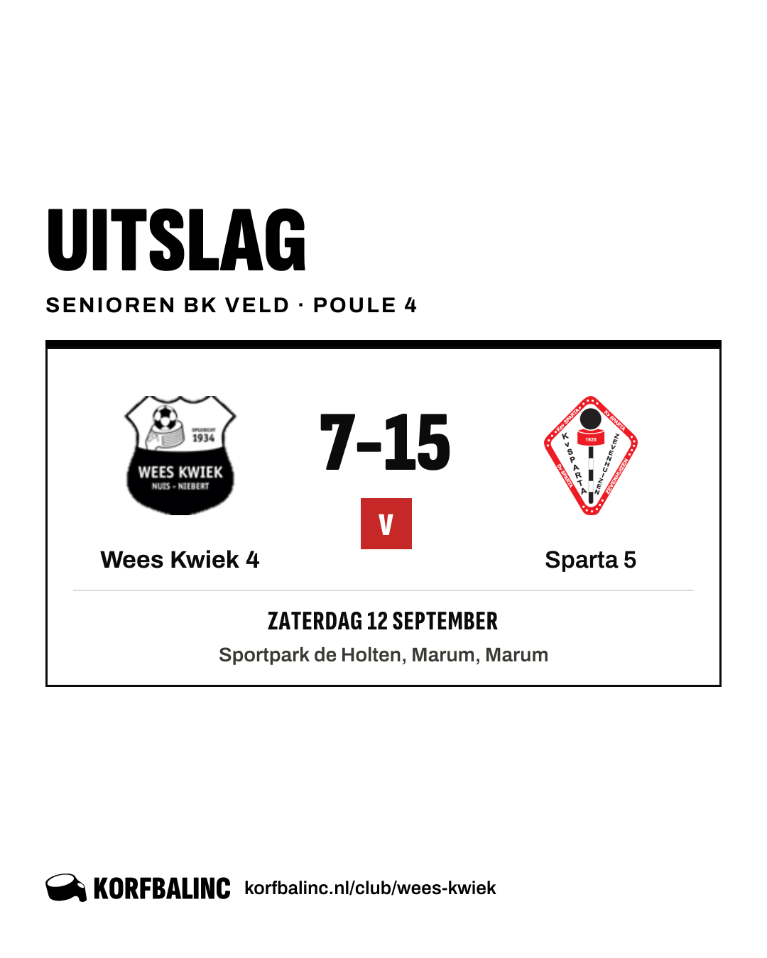 Wees Kwiek 4 - Sparta 5