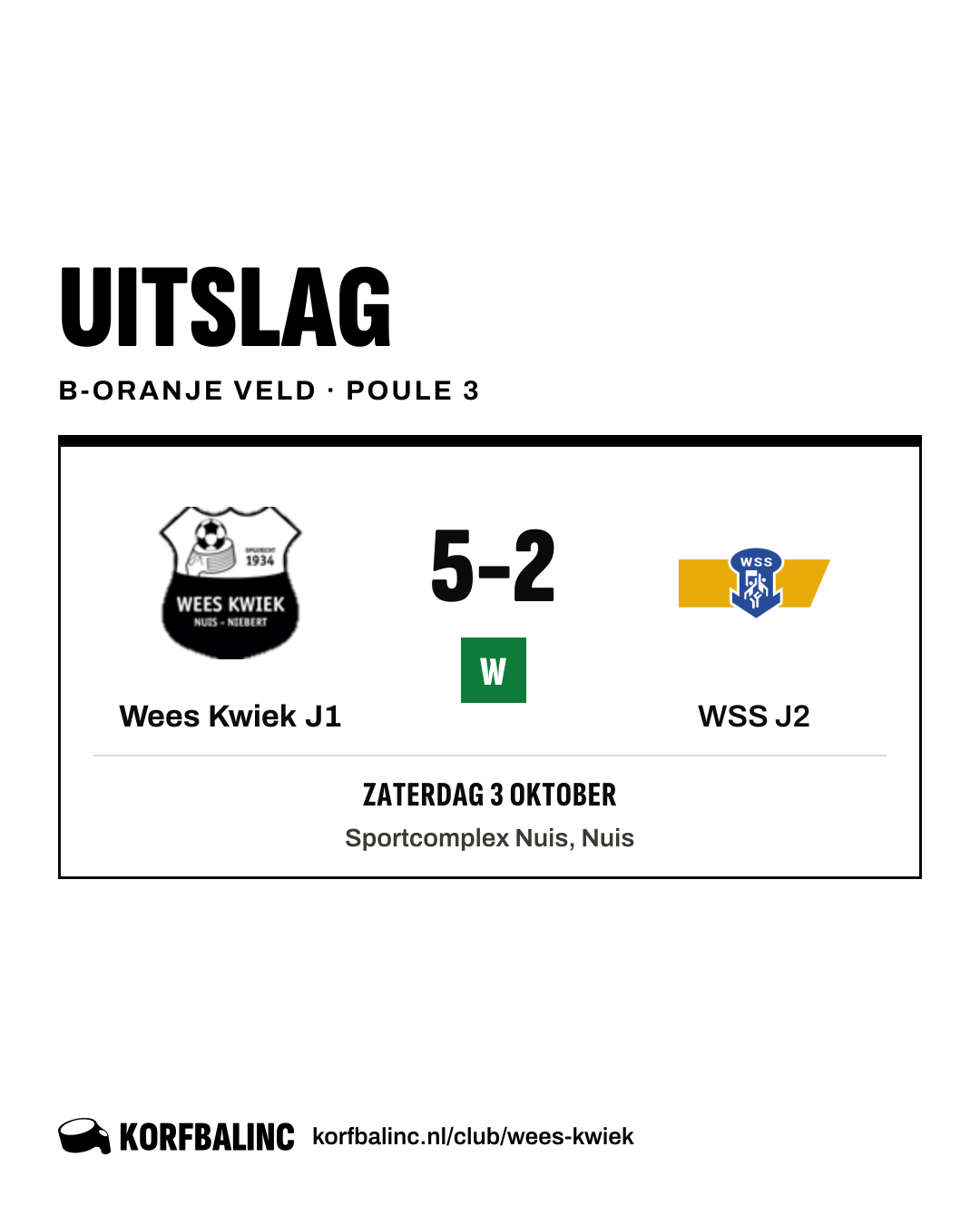 Wees Kwiek J1 - WSS J2
