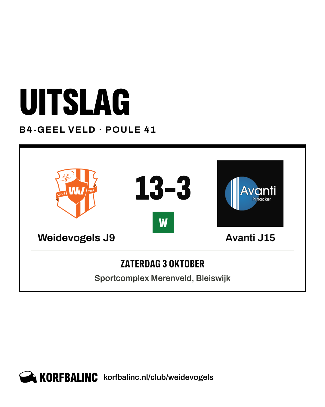Weidevogels J9 - Avanti J15