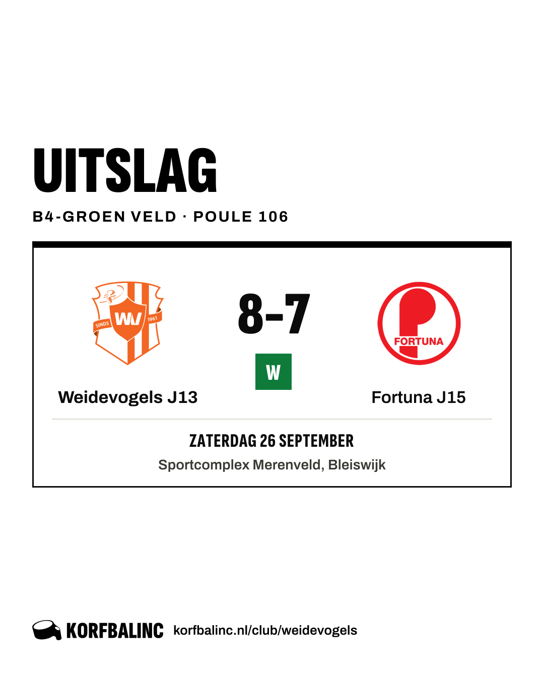 Weidevogels J13 - Fortuna J15