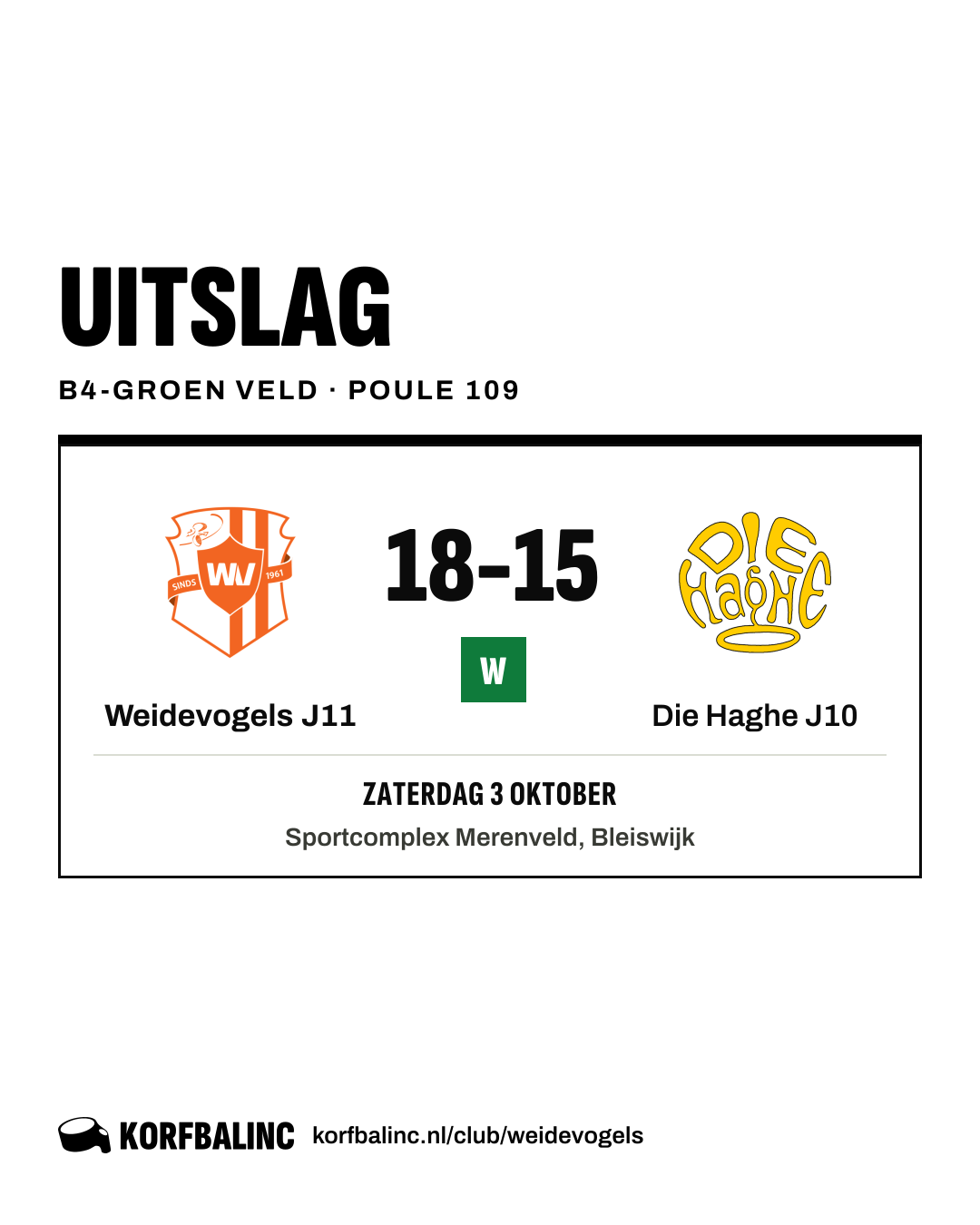 Weidevogels J11 - Die Haghe J10