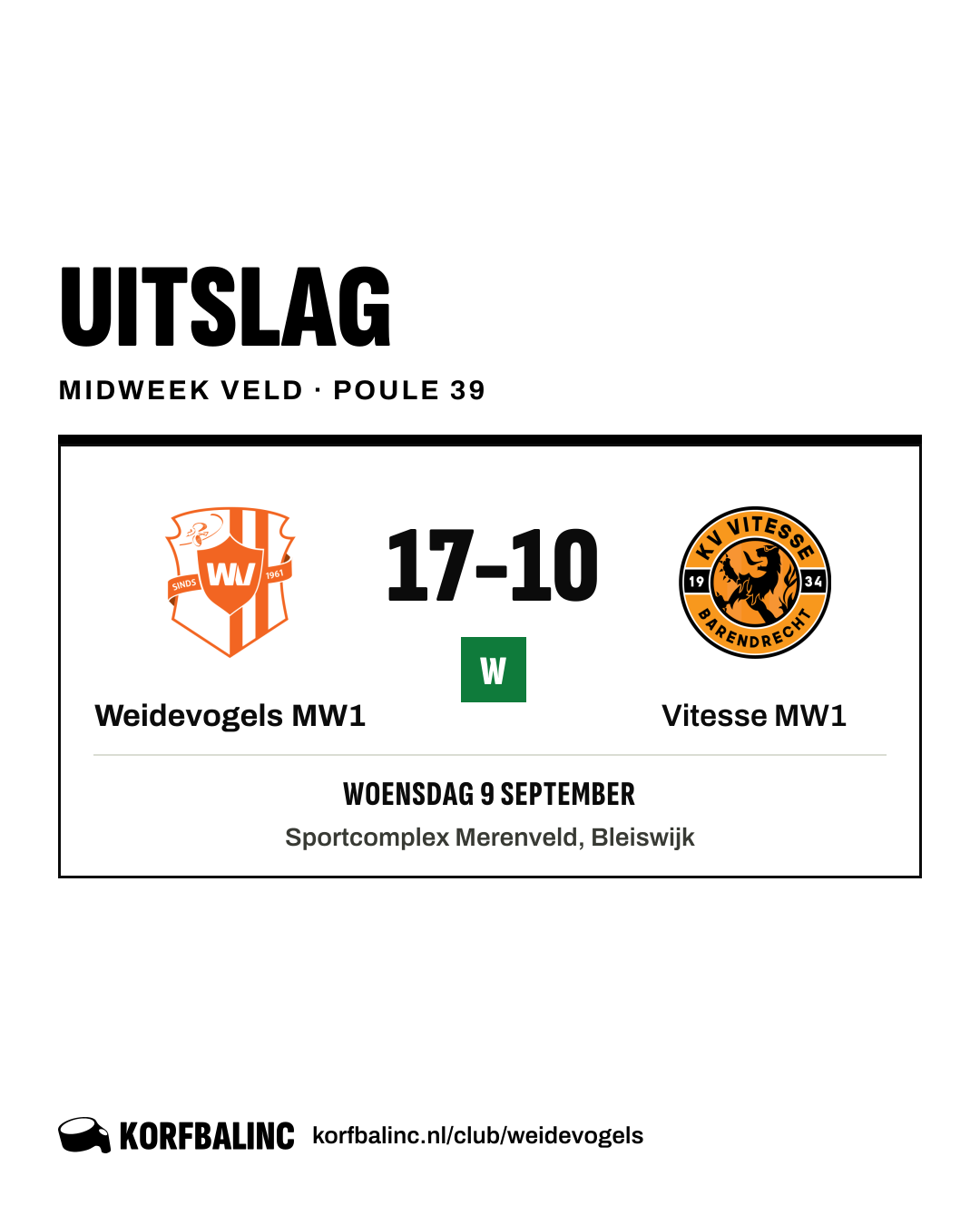 Weidevogels MW1 - Vitesse MW1