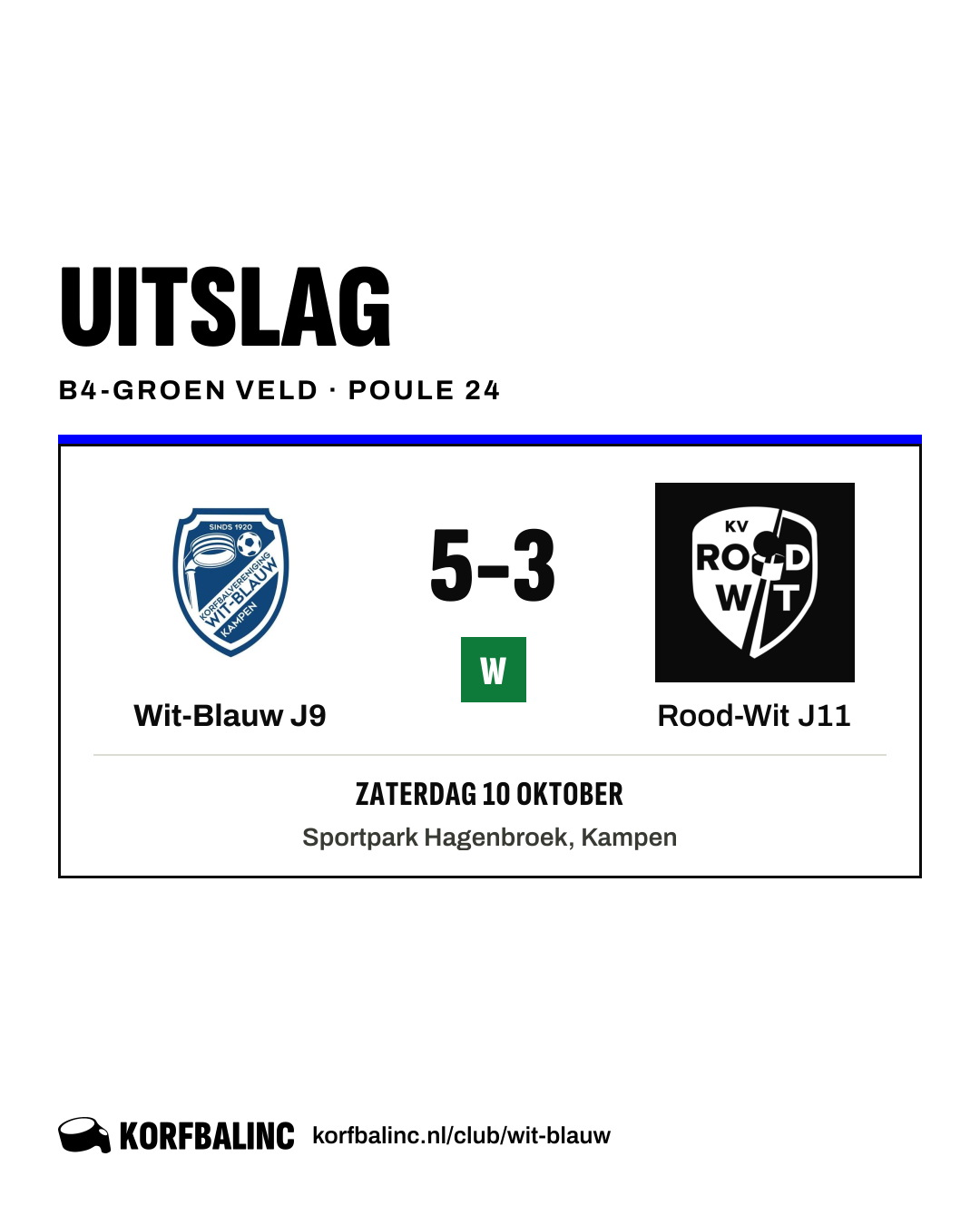 Wit-Blauw J9 - Rood-Wit J11