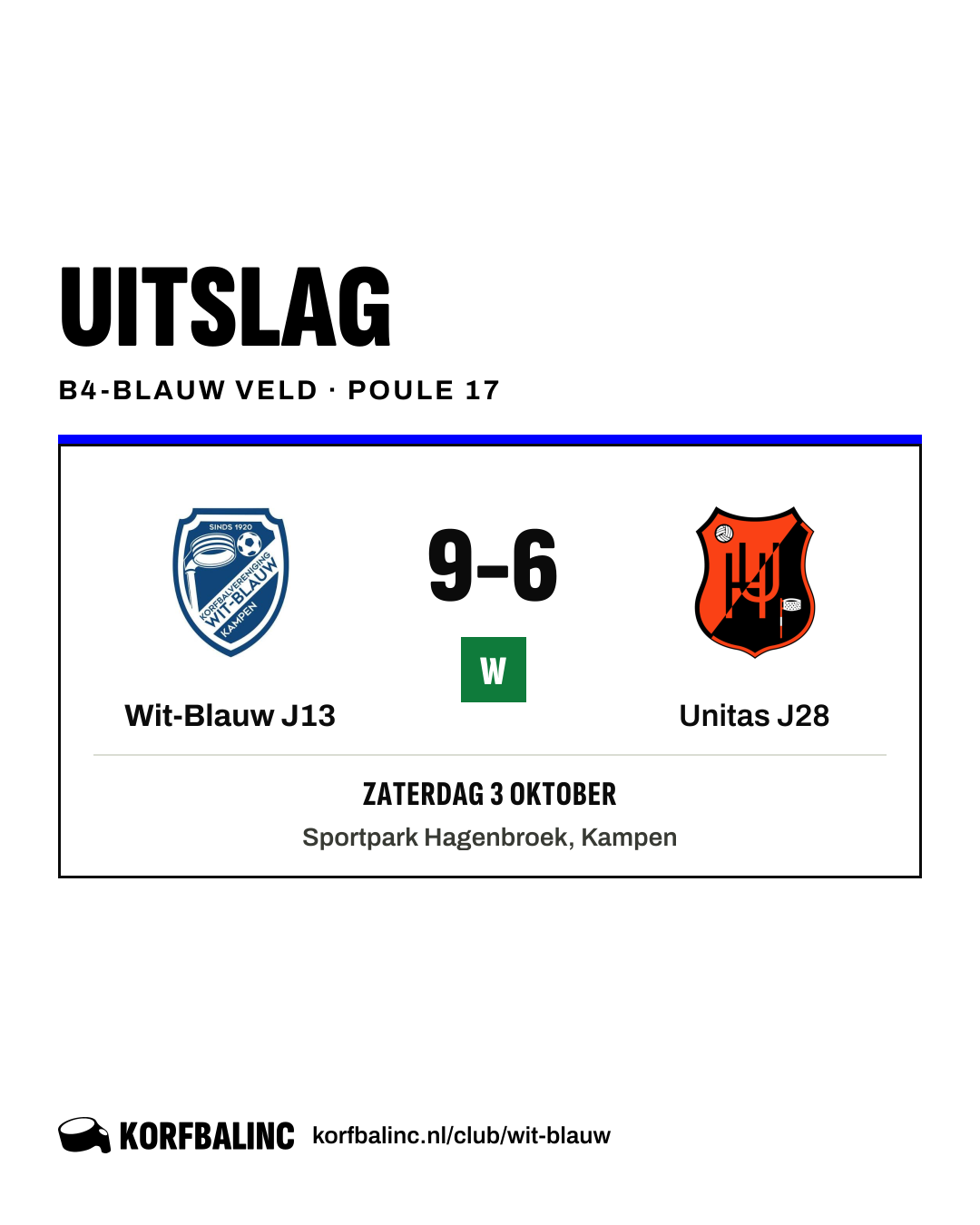 Wit-Blauw J13 - Unitas J28
