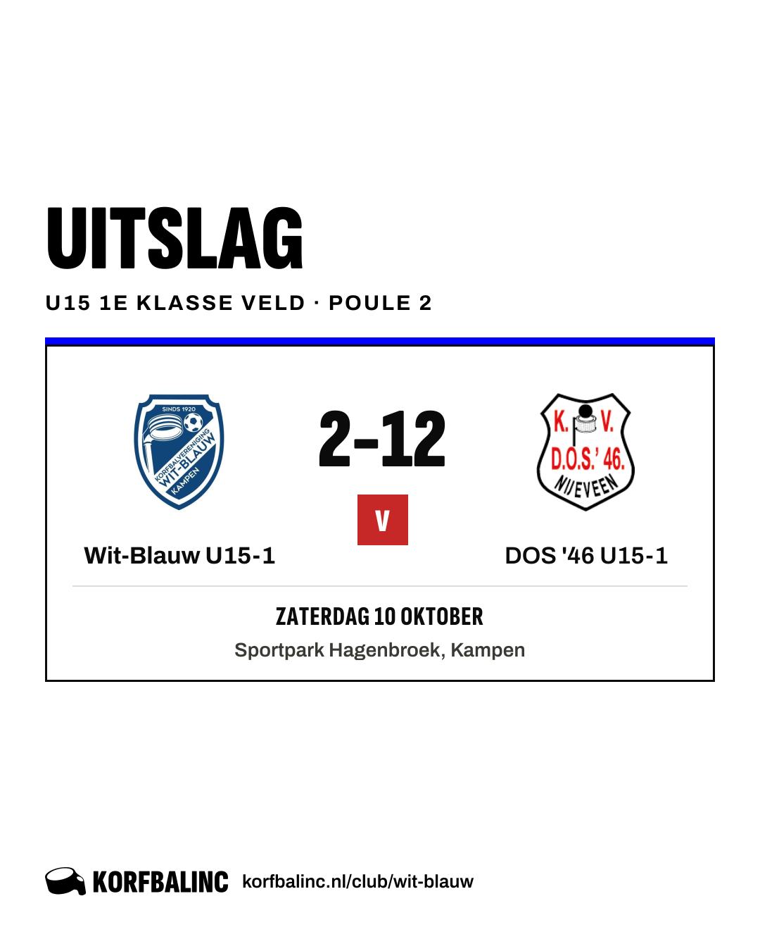 Wit-Blauw U15-1 - DOS '46 U15-1