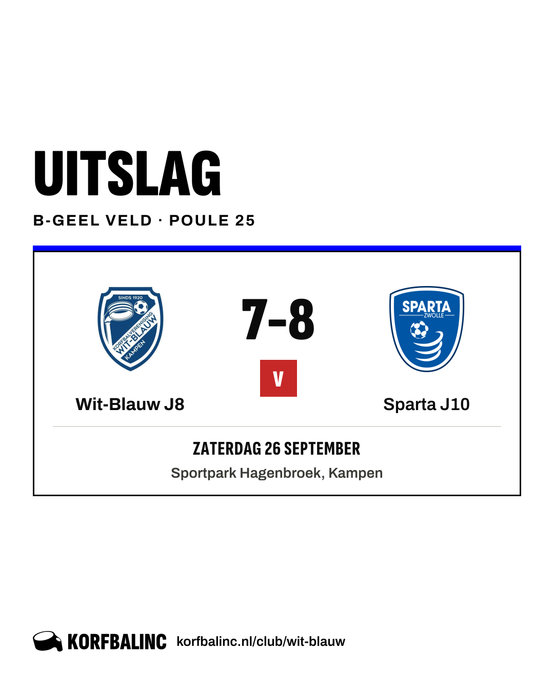 Wit-Blauw J8 - Sparta J10