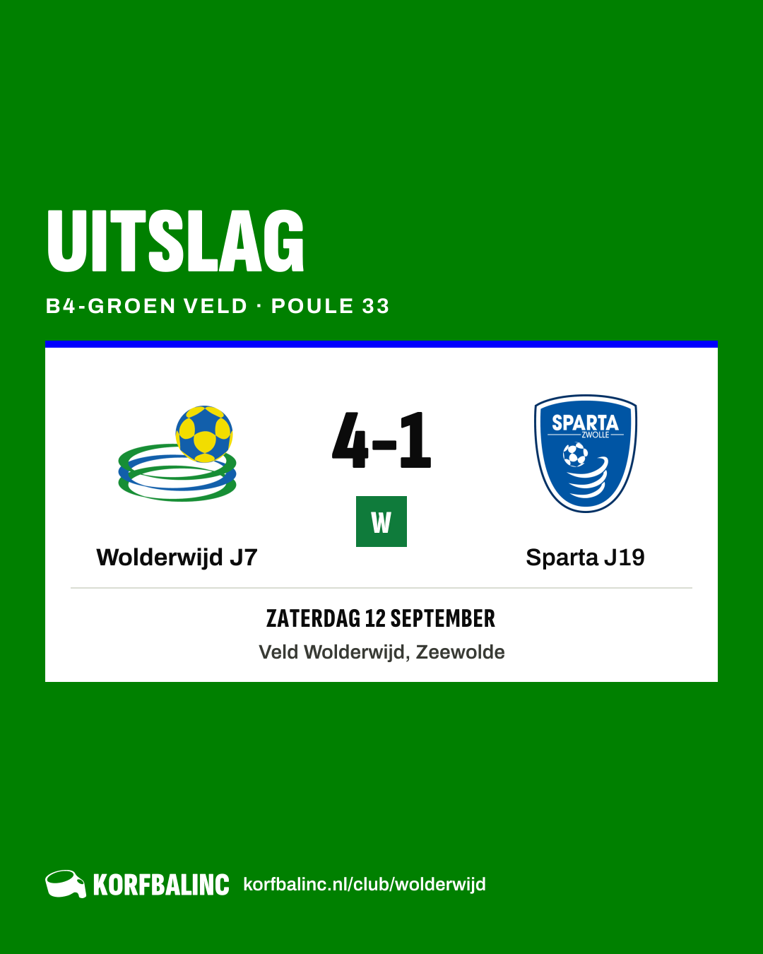 Wolderwijd J7 - Sparta J19