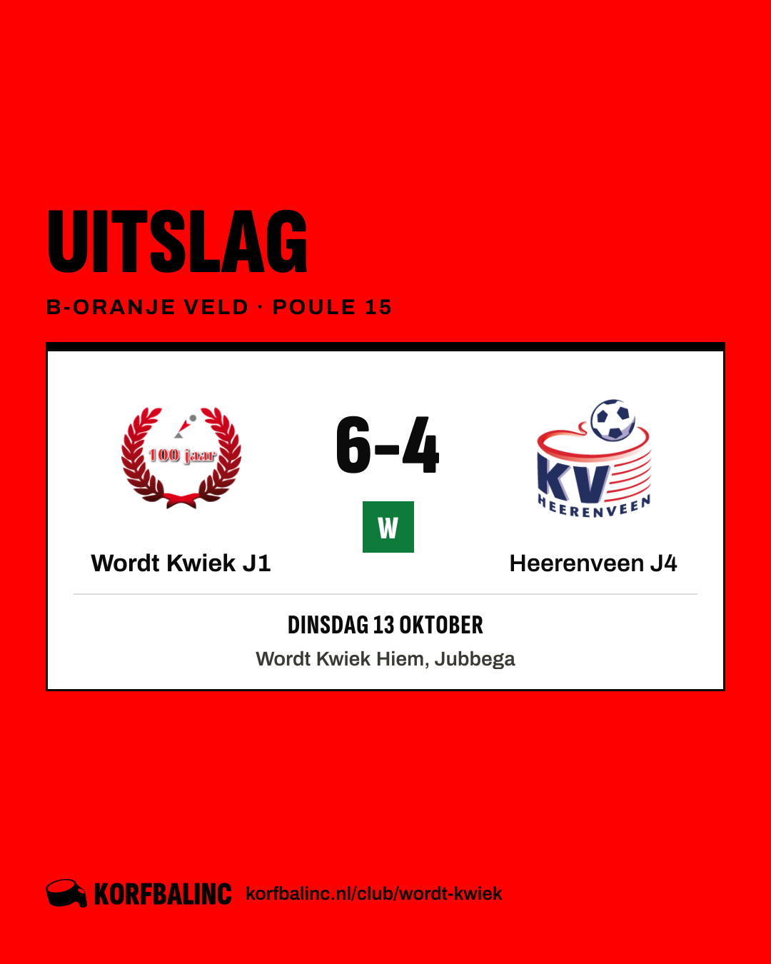 Wordt Kwiek J1 - Heerenveen J4