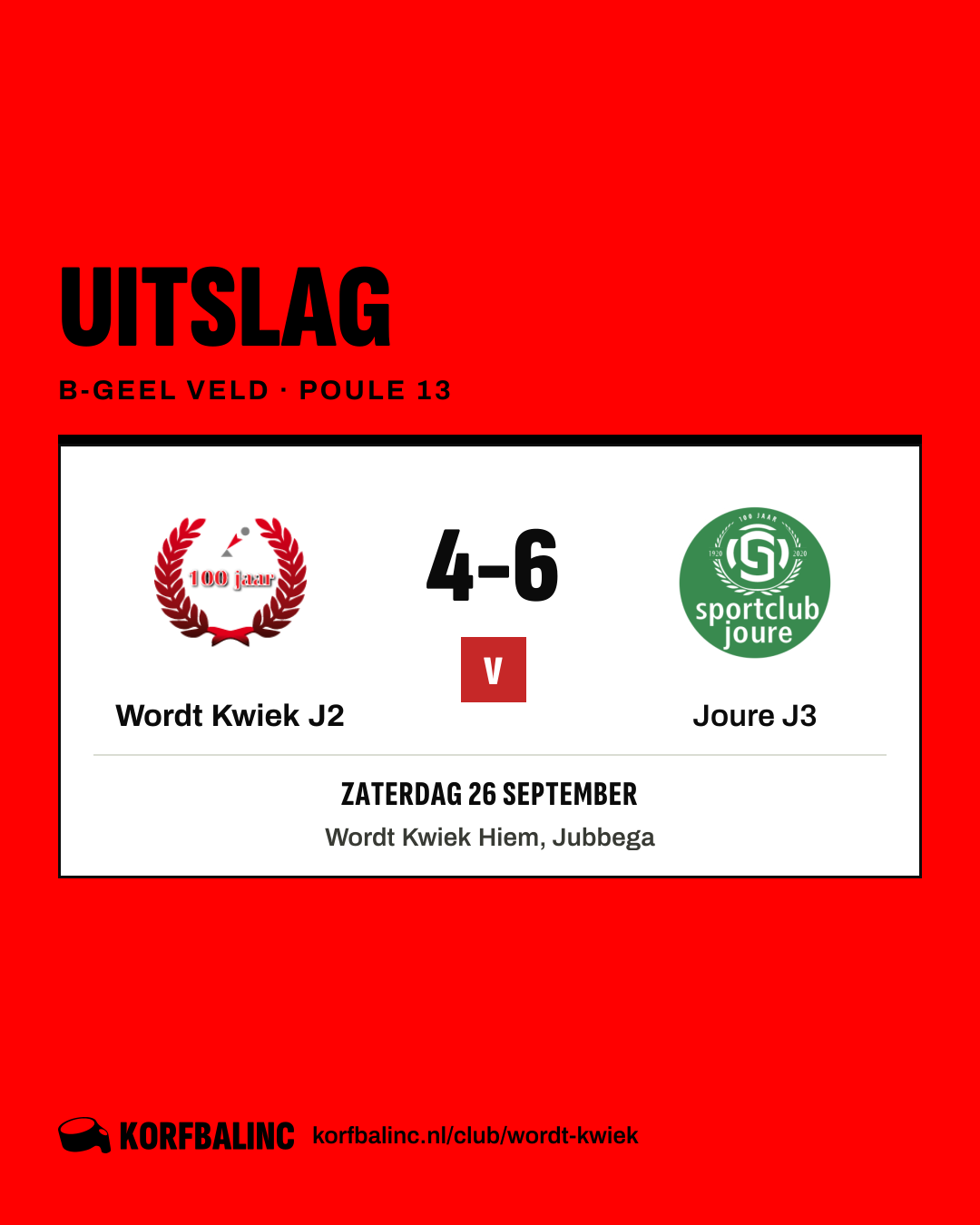 Wordt Kwiek J2 - Joure J3