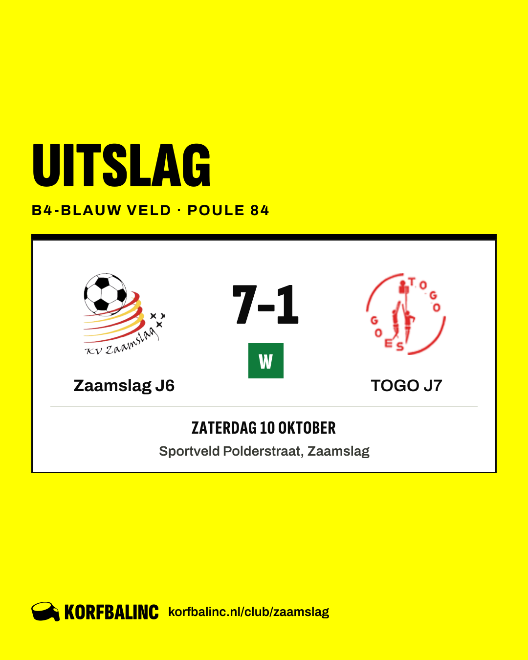 Zaamslag J6 - TOGO J7