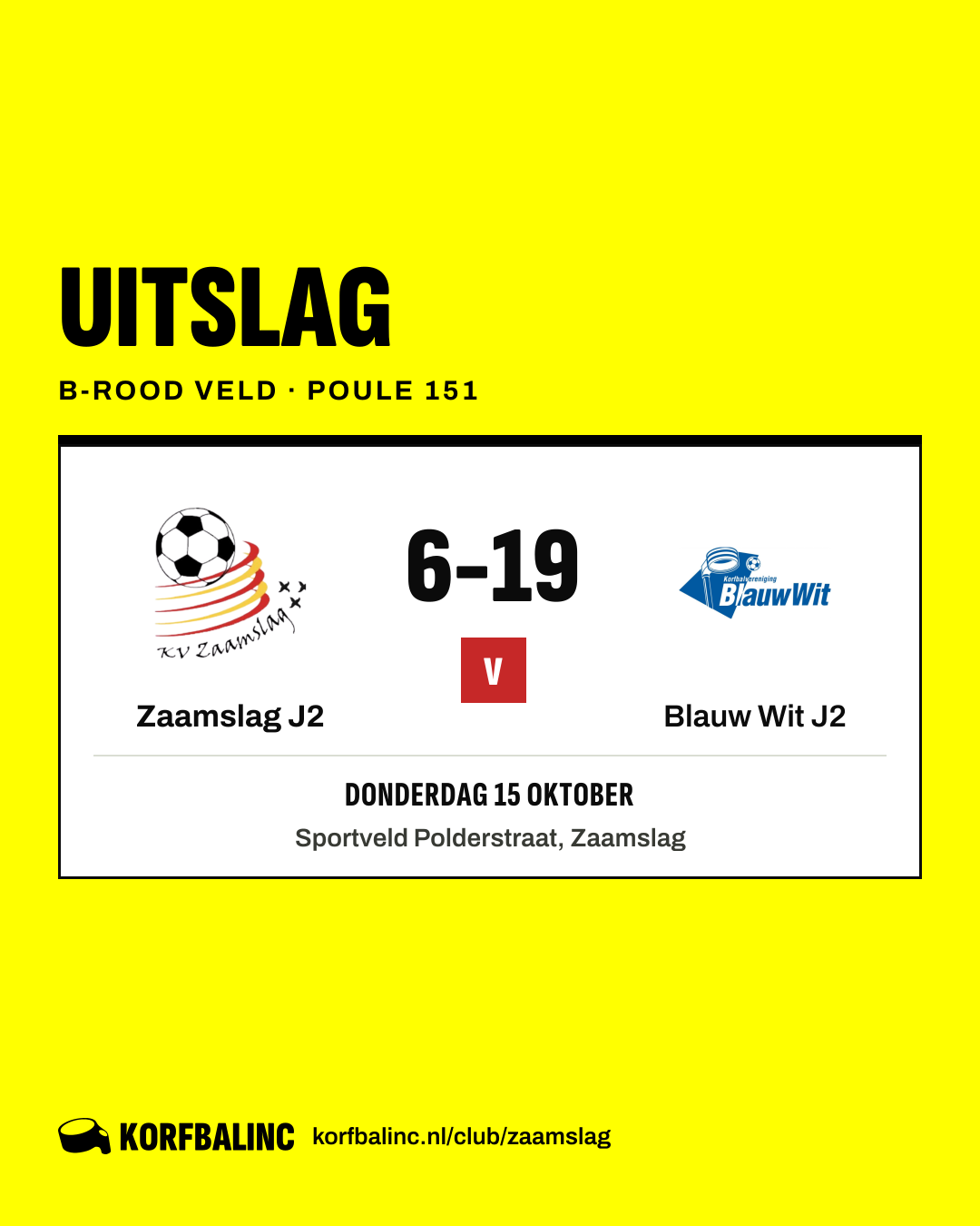 Zaamslag J2 - Blauw Wit J2