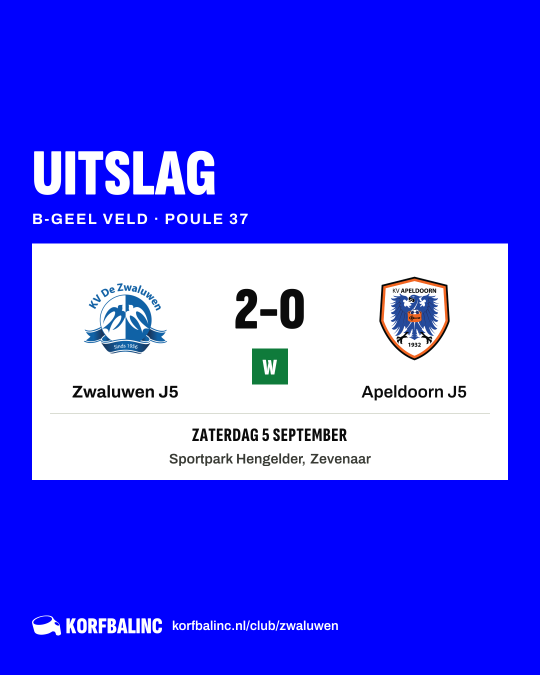 Zwaluwen J5 - Apeldoorn J5
