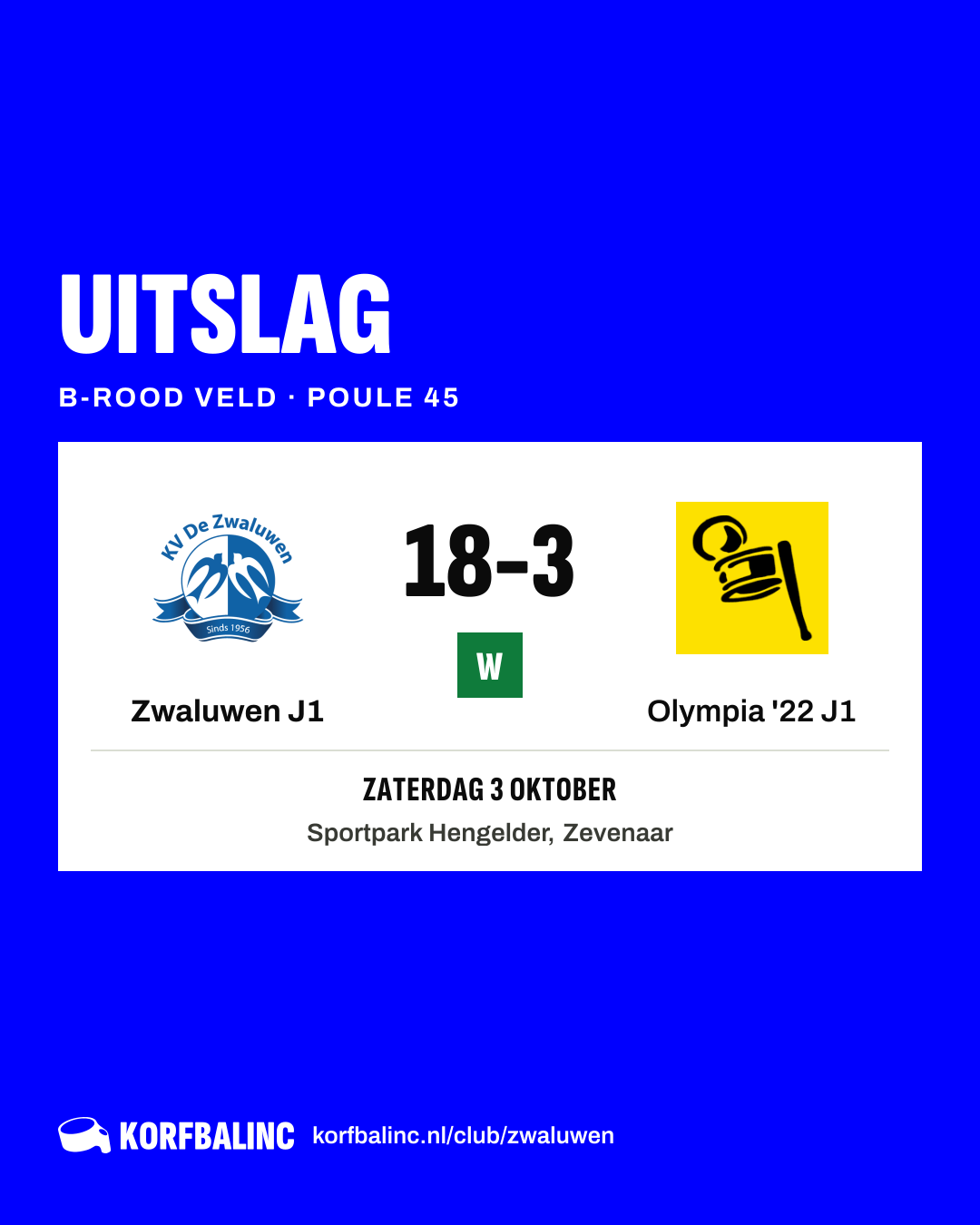 Zwaluwen J1 - Olympia '22 J1
